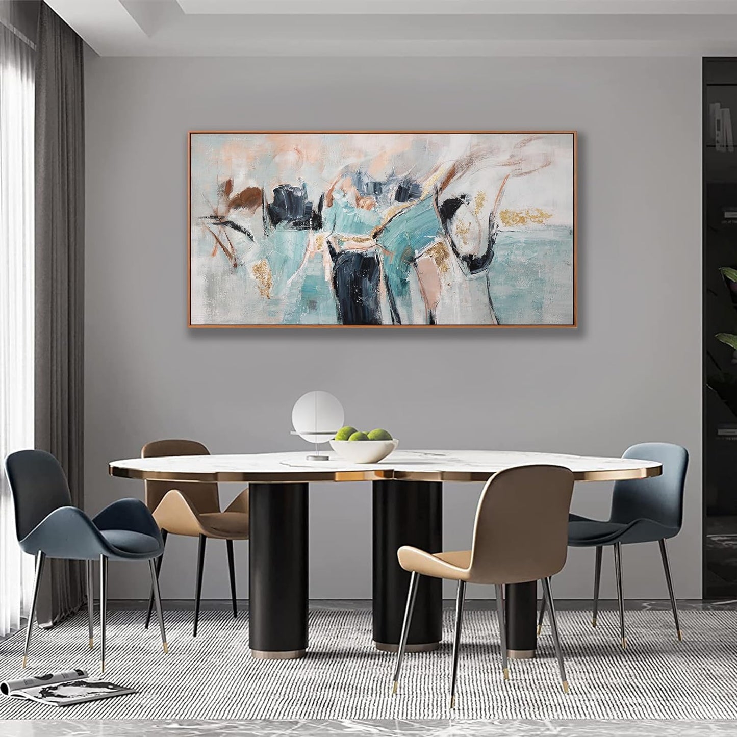 Dimpaga Abstract Wall Art Framed Ready To Hang Home Decor Artwork Wall Art Colorful Fantasy Graffiti Prints Canvas Painting For Living Room Bedroom Office Apartment Decoration 24"X48"