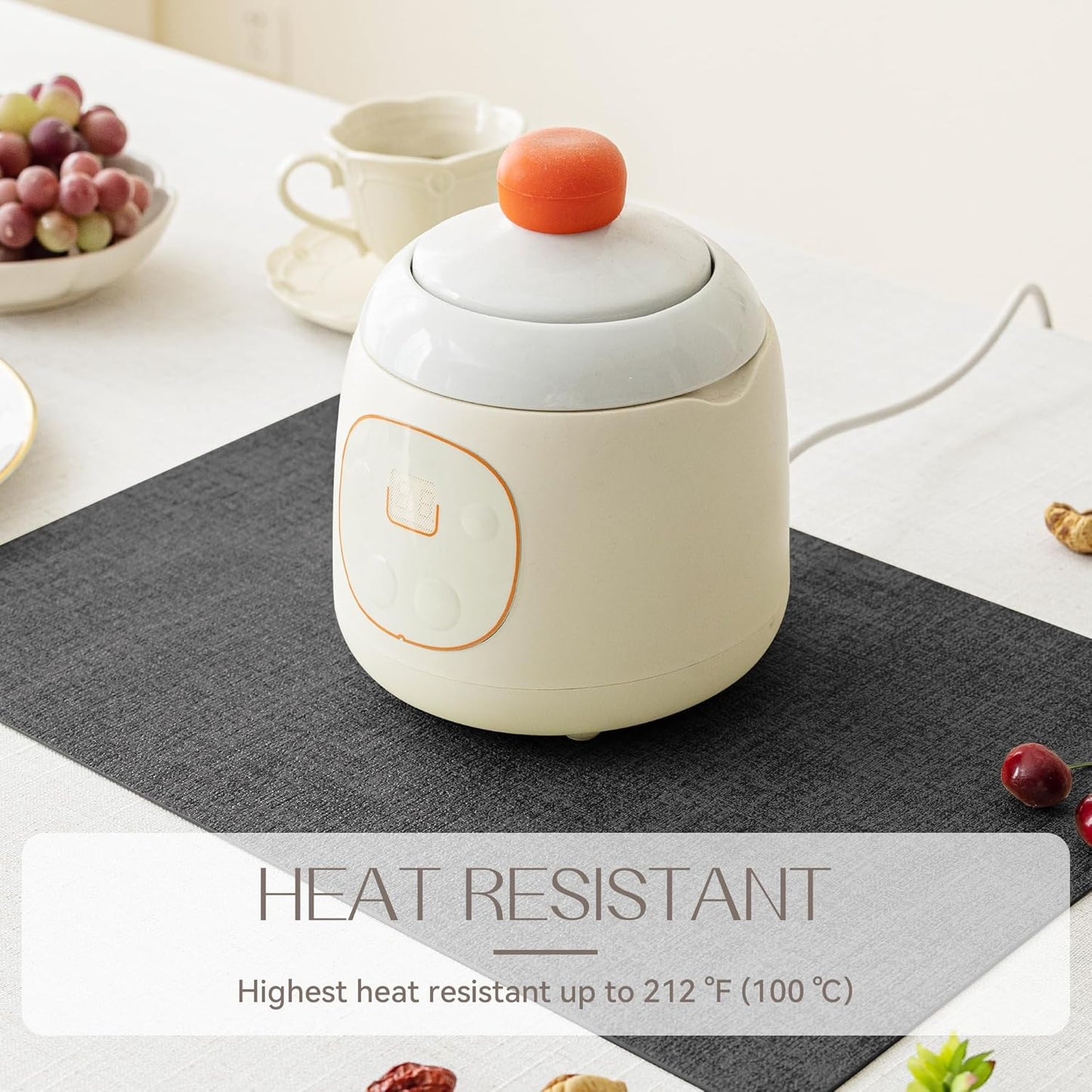 Romanstile Vinyl Placemats Set of 12-12 X 18 Inch - Heat Resistant Place Mats 100% Waterproof Oilproof Wipeable Reversible Faux Leather Table Mats for Kitchen/Dining/Party/Outdoor, Charcoal