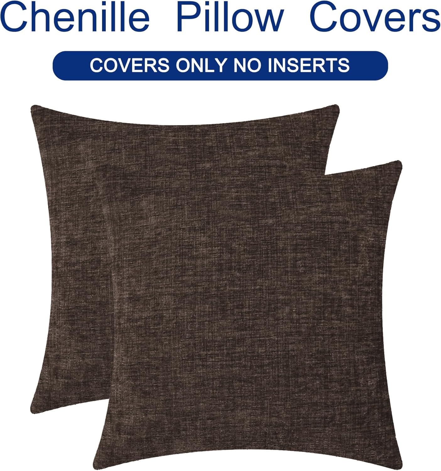 CaliTime Throw Pillow Covers Decorative 20 X 20 Inches Pack of 2 Cozy Chenille Cushion Cases for Couch Sofa Bed Living Room Home Coffee