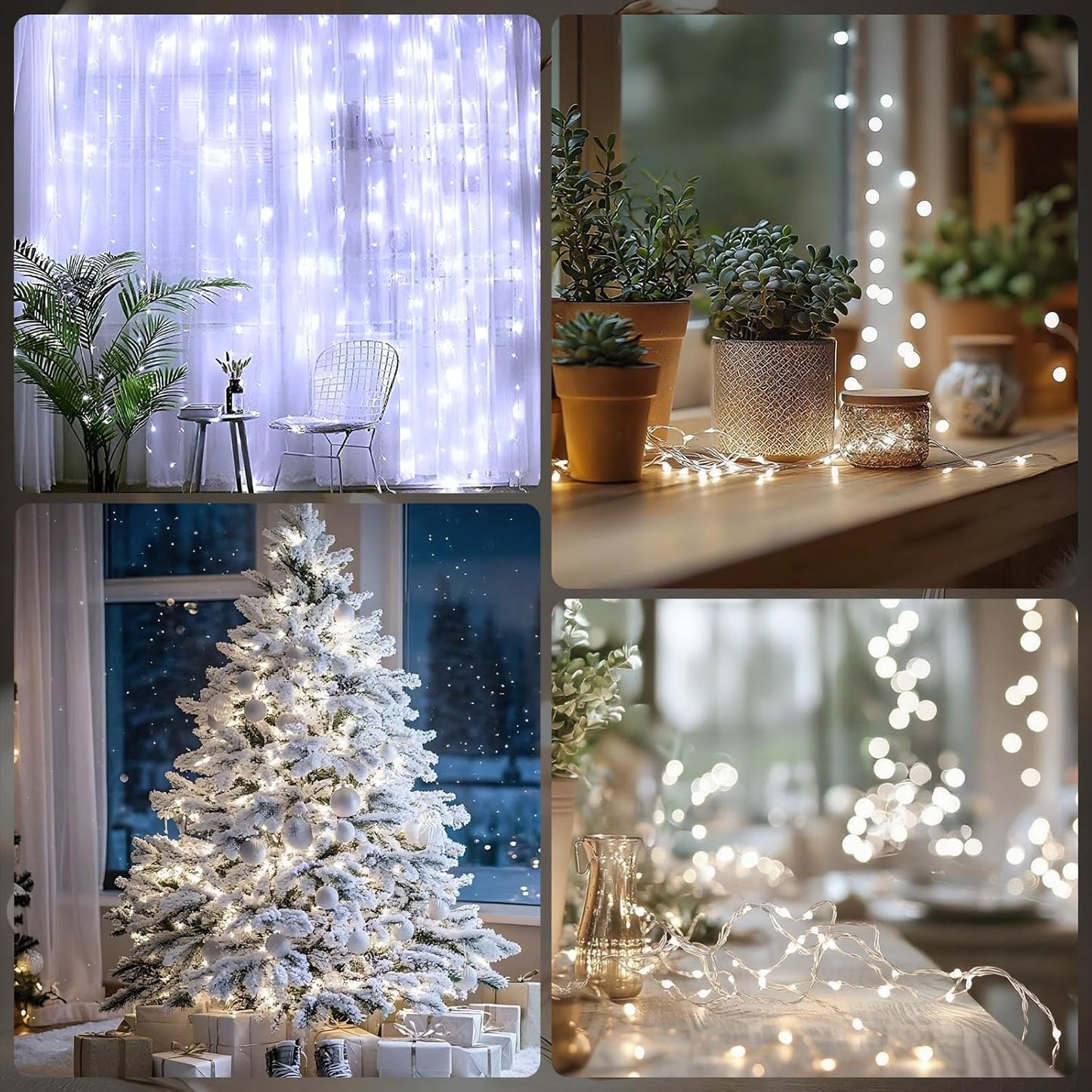 Fairy Lights Battery Operated String Lights 16.4ft 50LED Flashing and Constant Light Waterproof Silver Wire for Christmas DIY Party Bedroom Wedding (White, 2 Pack)
