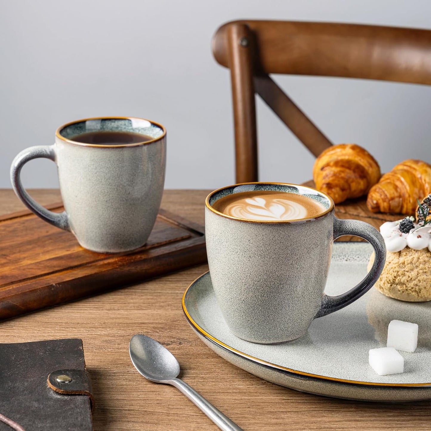 GBHOME Ceramic Coffee Mugs Set of 4, 12oz Stoneware Coffee Mugs Set For Dad Mom Women MEN, Light Weight Coffee Cups for Latte/Tea/Beer/Hot Cocoa, Dishwasher & Microwave Safe