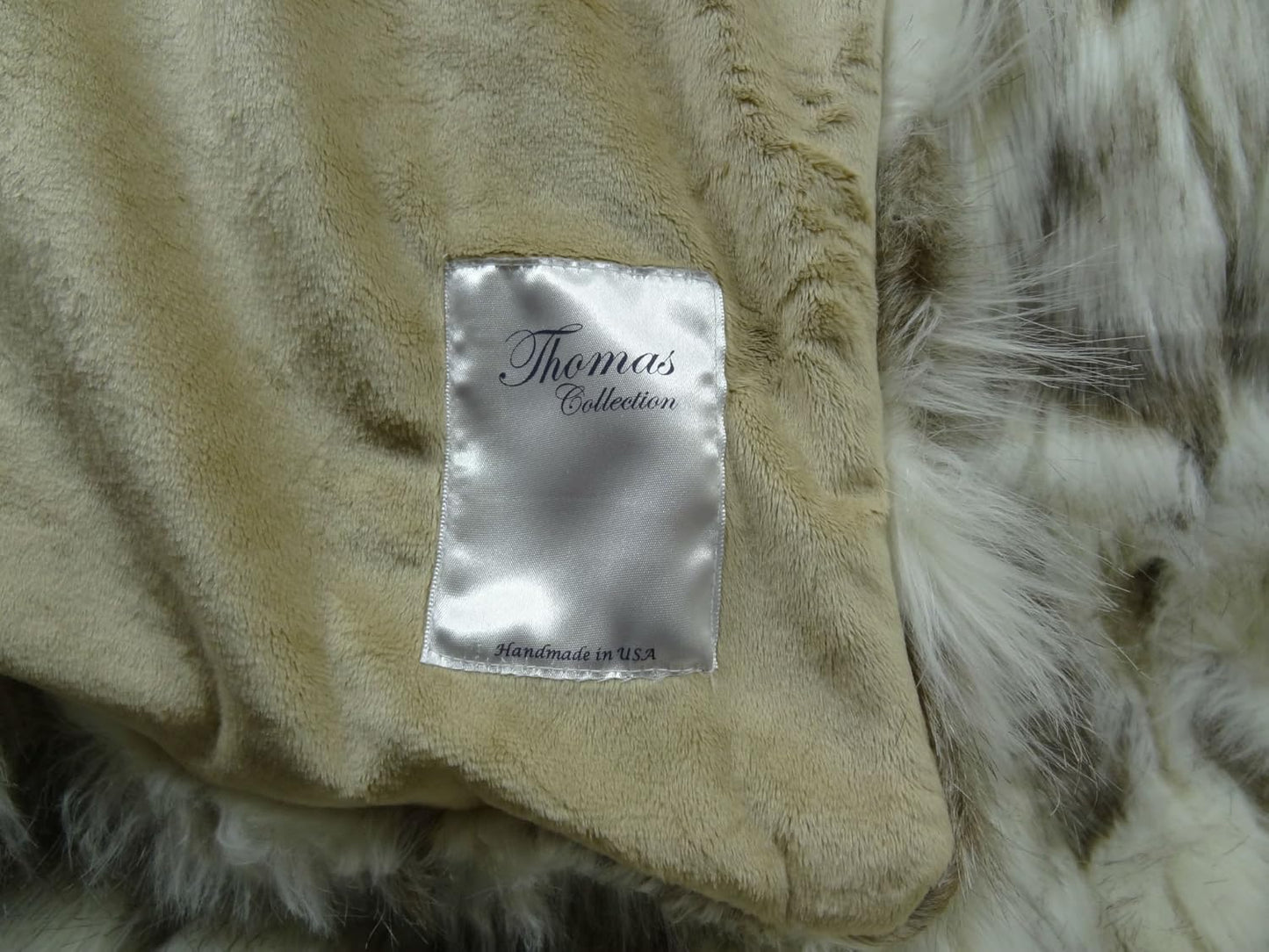 Ivory Beige Luxury Faux Fur Throw Blanket - Tibet Fox Fur - 90W x 90L