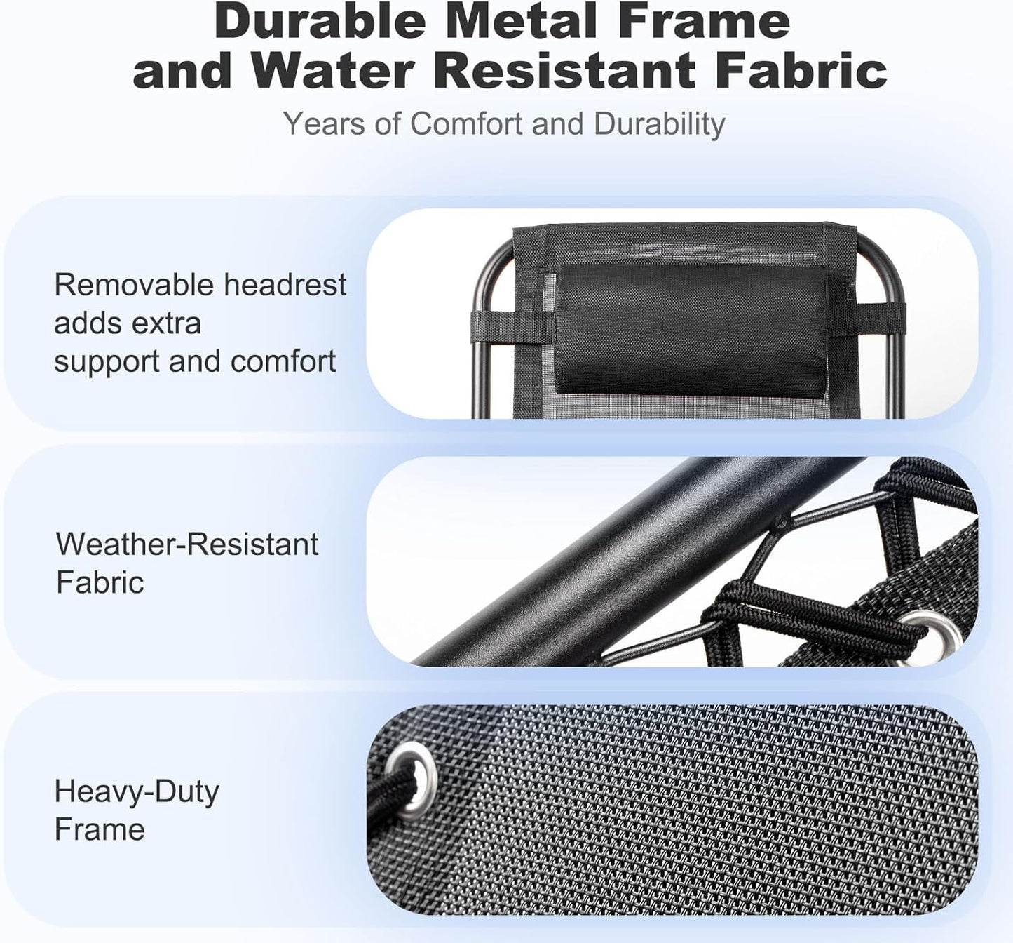 Nazhura Set of 2 Relaxing Recliners Patio Chairs Adjustable Steel Mesh Zero Gravity Lounge Chair Beach Chairs with Pillow and Cup Holder Black