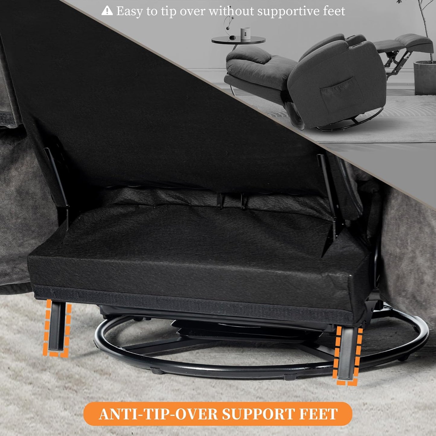 Recliner Chair Rocker Modern Ergonomic Lounge 360 Degree Swivel Single Sofa Seat Living Room Lounge Recliners on Clearance Foam Filling