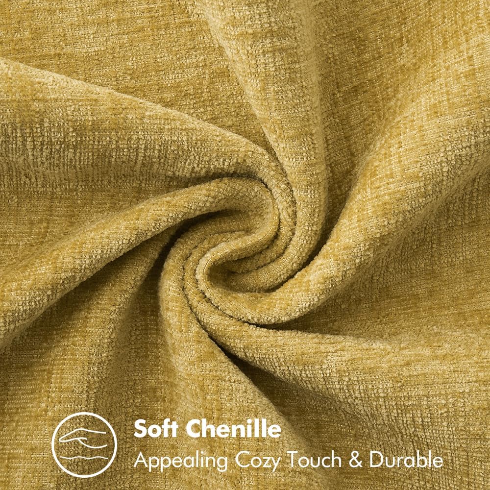 MIULEE Pack of 2 Couch Throw Pillow Covers 16x16 Inch Mustard Yellow Farmhouse Decorative Pillow Covers with Stitched Edge Soft Chenille Solid Dyed Fall Pillow Covers for Sofa Bed Living Room