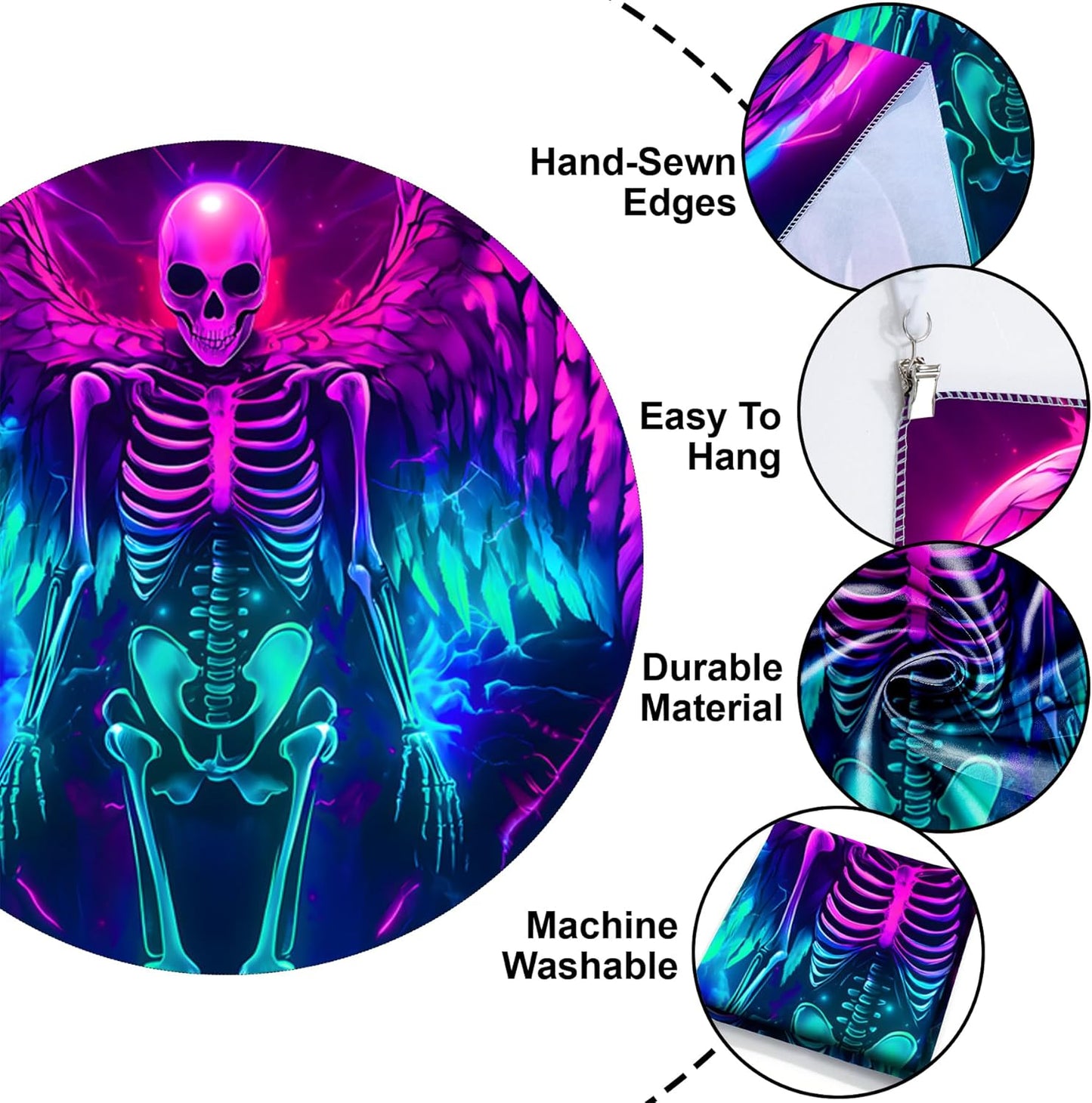 Blacklight Tapestry,WingTapestry Glow In The Dark,UV Reactive Black Light Upright Posters Wall Hanging for Bedroom Dorm Living Room Backdrop Decor (wing13, 79L" x 59W")