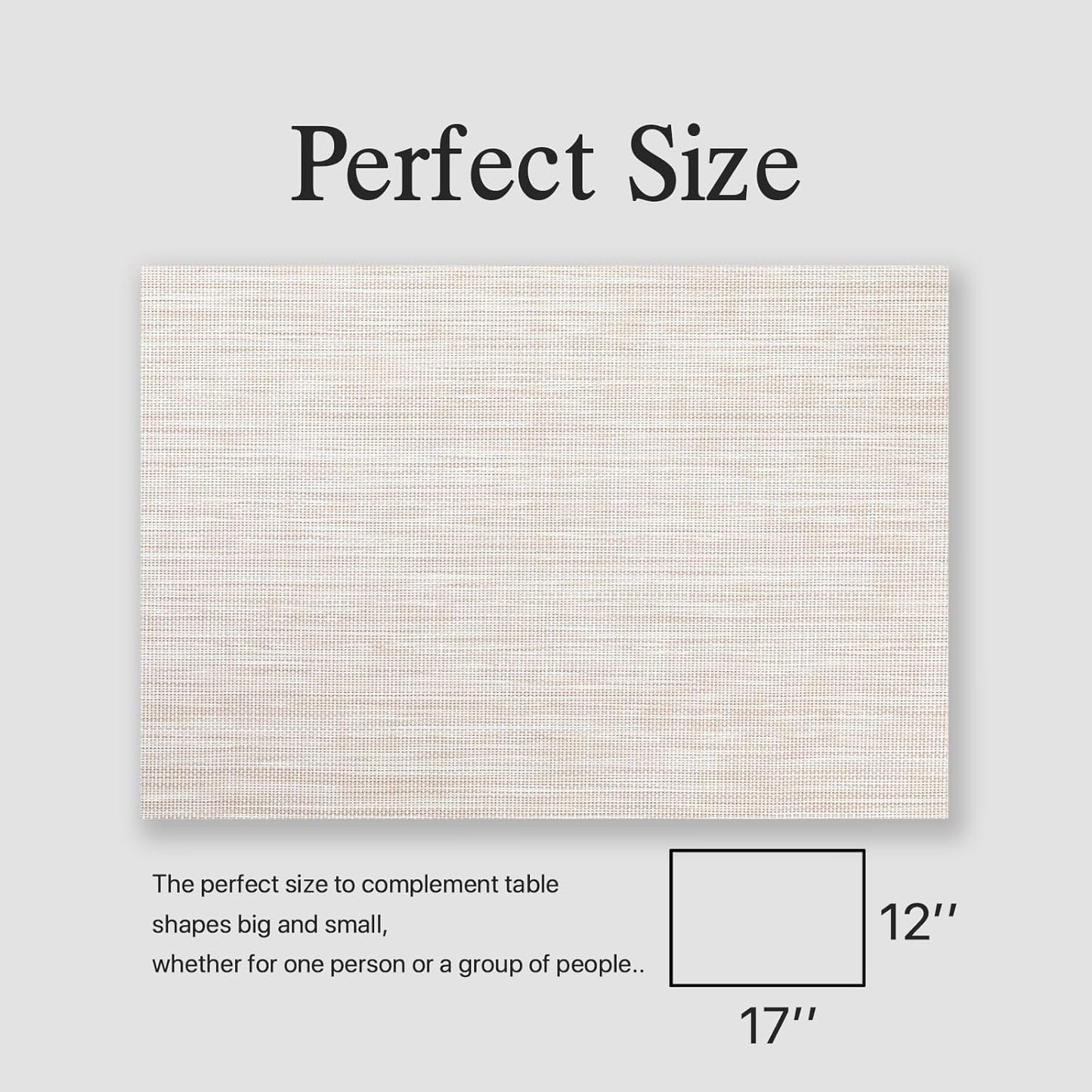 Placemats Set of 8 - Easy Clean Woven Vinyl Placemats for Dining Table, Indoor/Outdoor Place Mats, Washable PVC Table Mats（Beige）