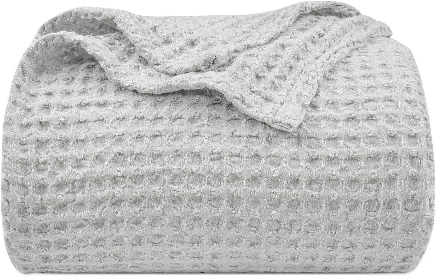 PHF Ultra Soft Waffle Weave Blanket Queen Size 90"x 90"- Washed Lightweight Breathable Cozy Woven Blanket for Bed - Aesthetic Decor for Couch Bedding Sofa Home Car - Light Grey