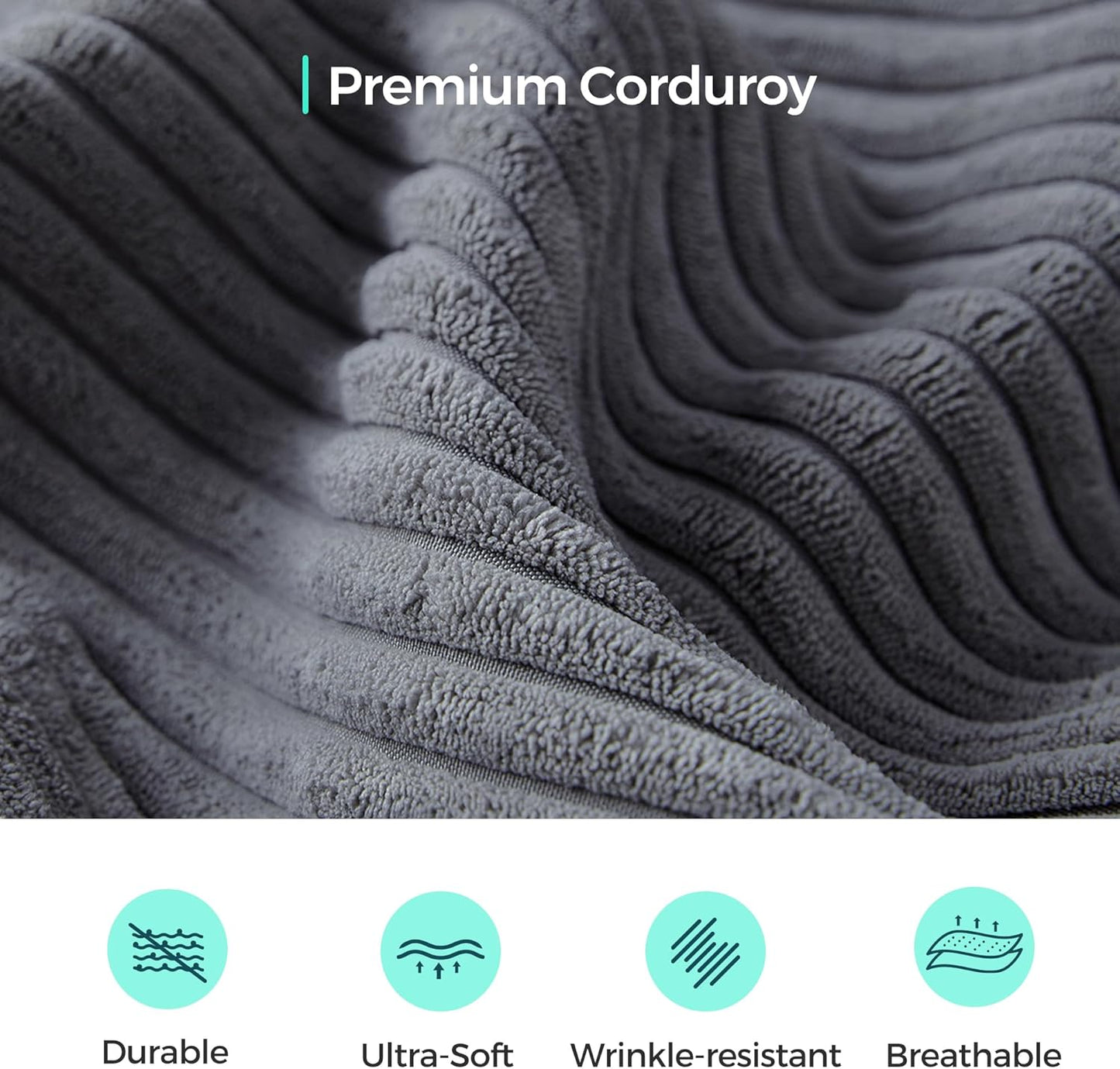 LINSY HOME Modular Sectional Sofa, 105" Boneless Couch U Shaped 3-Seat Sofa with 2 Movable Ottomans, Corduroy Sectional Cloud Couches for Living Room, No Assembly Required, Bluish Grey