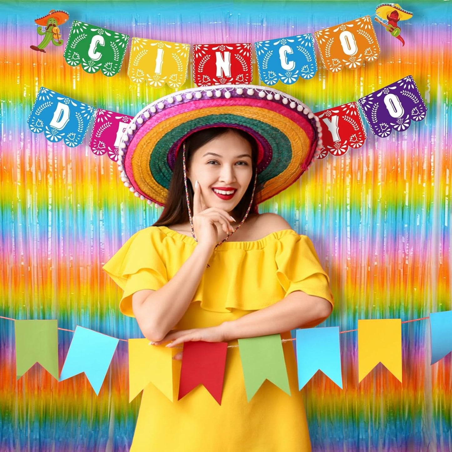 BRAVESHINE Colourful Tinsel Foil Fringe Curtains - 2Pcs 3.2x8.2ft Holidays Photo Booths Party Streamers Backdrop for Easter Princess Pastel Unicorn Birthdays Christmas Bridal Shower Party Decorations