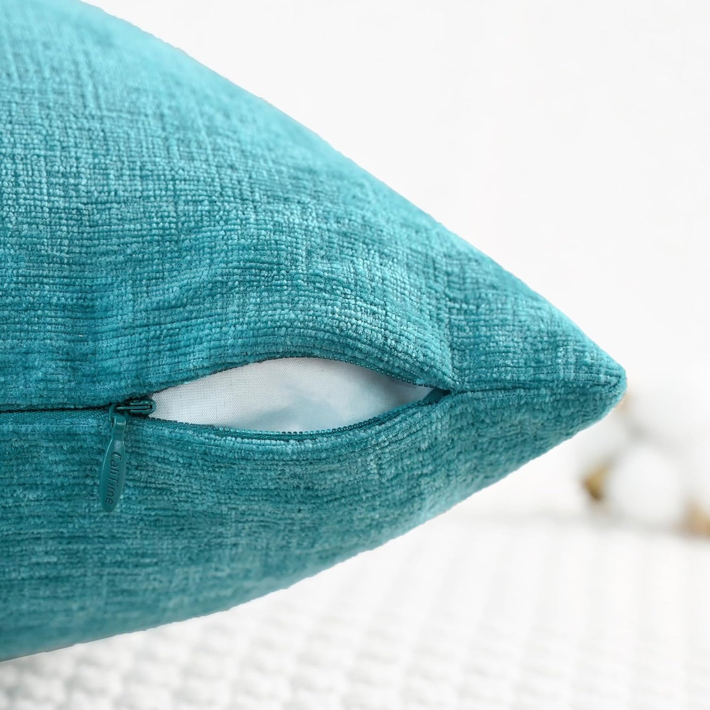 CaliTime Throw Pillow Covers Decorative 20 X 20 Inches Pack of 2 Cozy Chenille Cushion Cases for Couch Sofa Bed Living Room Home Lake Blue