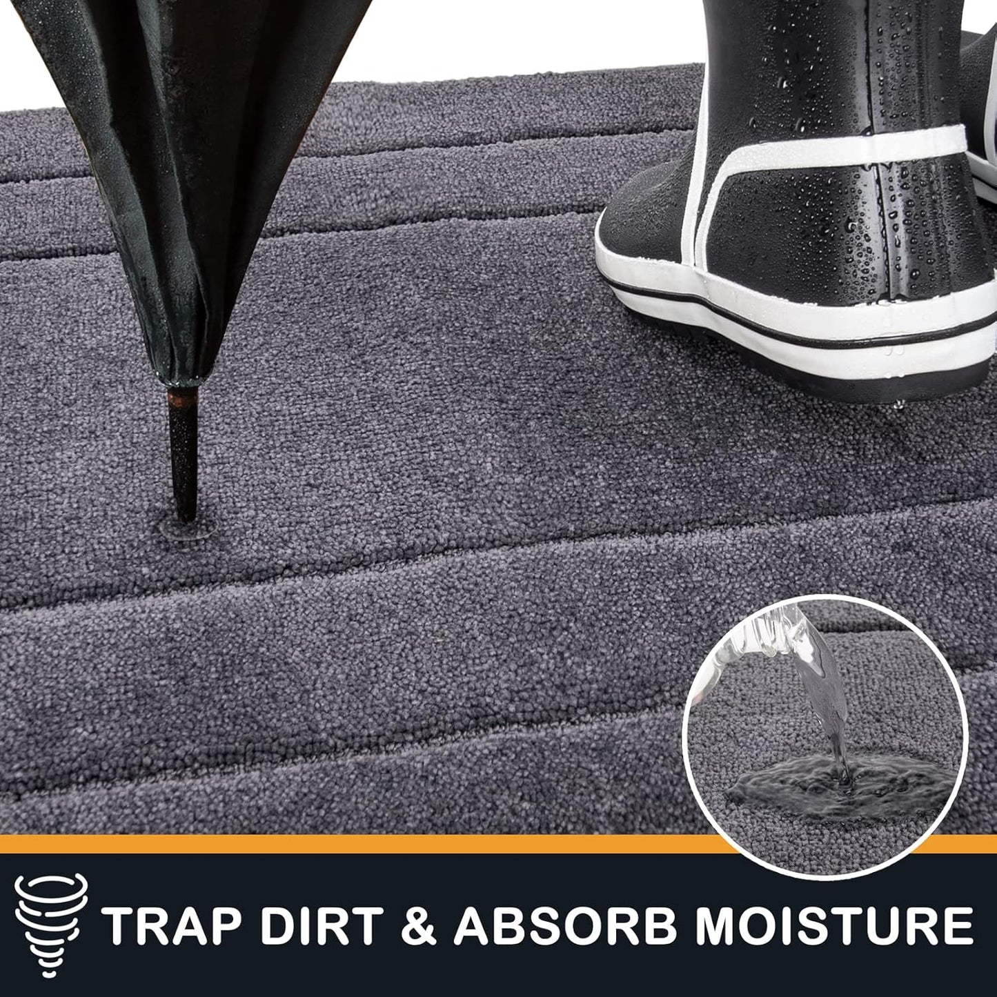 PURRUGS Dirt Trapping Door Mat 32" x 47", Non-Slip/Skid Machine Washable Entryway Rug, Dog Doormat, Super Absorbent Welcome Mat for Muddy Wet Shoes and Paws, Grey