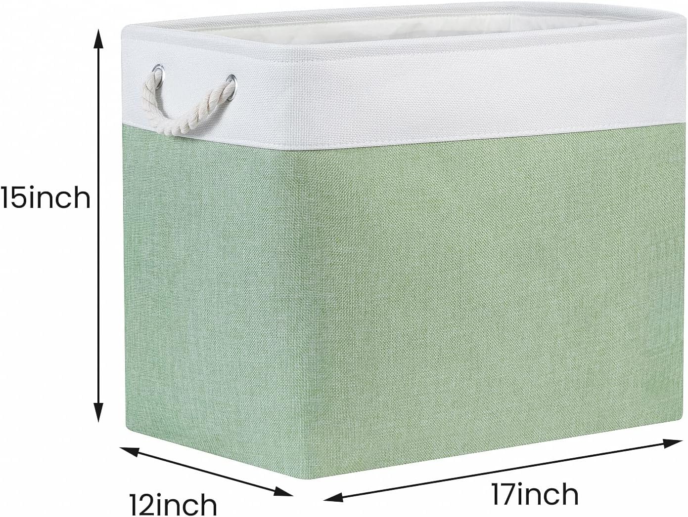 Bidtakay Large Storage Baskets for Nursery Toy Organizer Collapsible Organizing Baskets 17x12x15 In Green Canvas Bins for Organizing Set of 2 Clothes Decorative Baskets for Home Office Room Decor