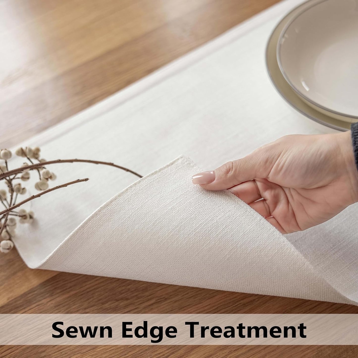 Demetex White Place Mats Set of 8 Washable Linen Placemats Heat Resistant Decorative Table Placemat for Holiday Party Wedding, 13x19 inch, Pure White