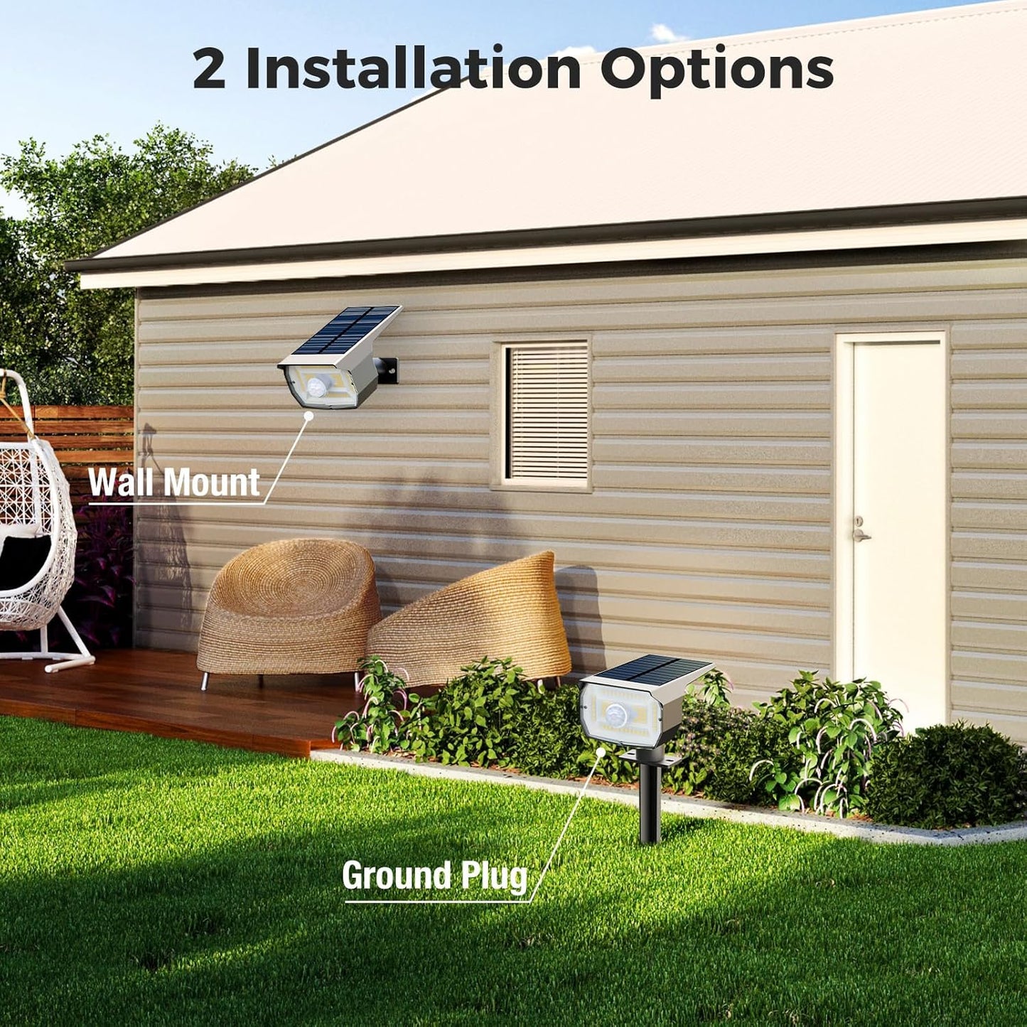 [ 8 Pack/56 LED ] Solar Lights Outdoor Motion Sensor, Spot Landscape Lighting with 3 Modes, Waterproof Spotlights Dusk to Dawn for Outside Yard Tree Garden Pathway Sidewalk Driveway, Cool White