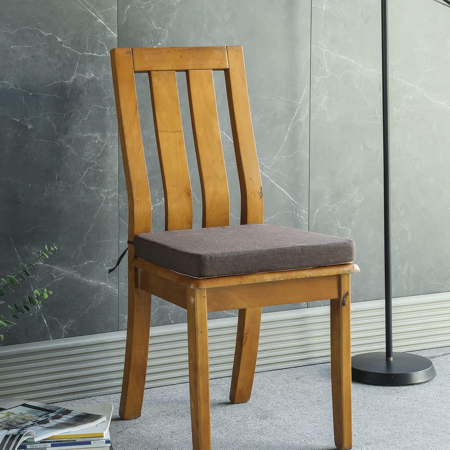 Chair Cushion for Dining Chairs with Ties 4 Pack Non Slip Memory Foam Kitchen Room Chair Pads 17x16 Inch, Brown