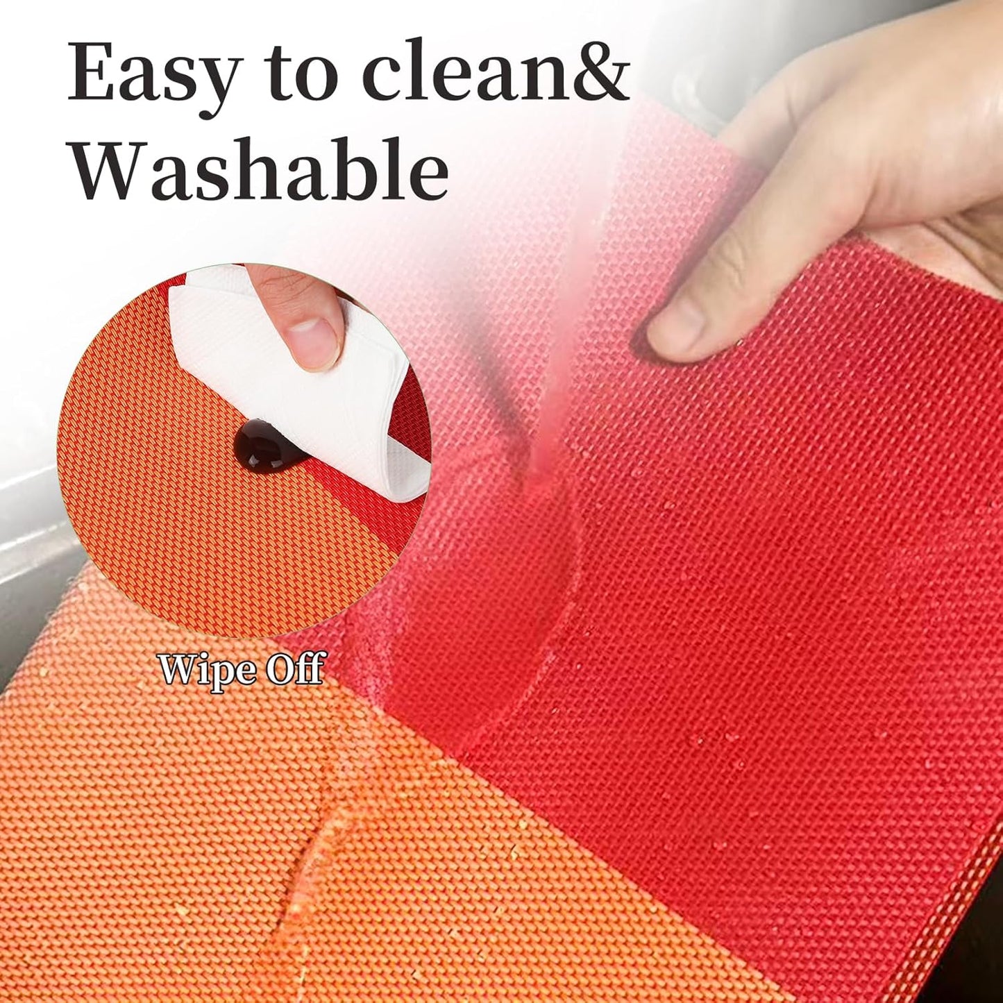 Vinyl Plastic Placemats Set of 6 Washable Heat Resistant Non-Slip Elegant Indoor Outdoor Kitchen Dining PVC Woven Table Place Mats (Orange Red Lattice Block)