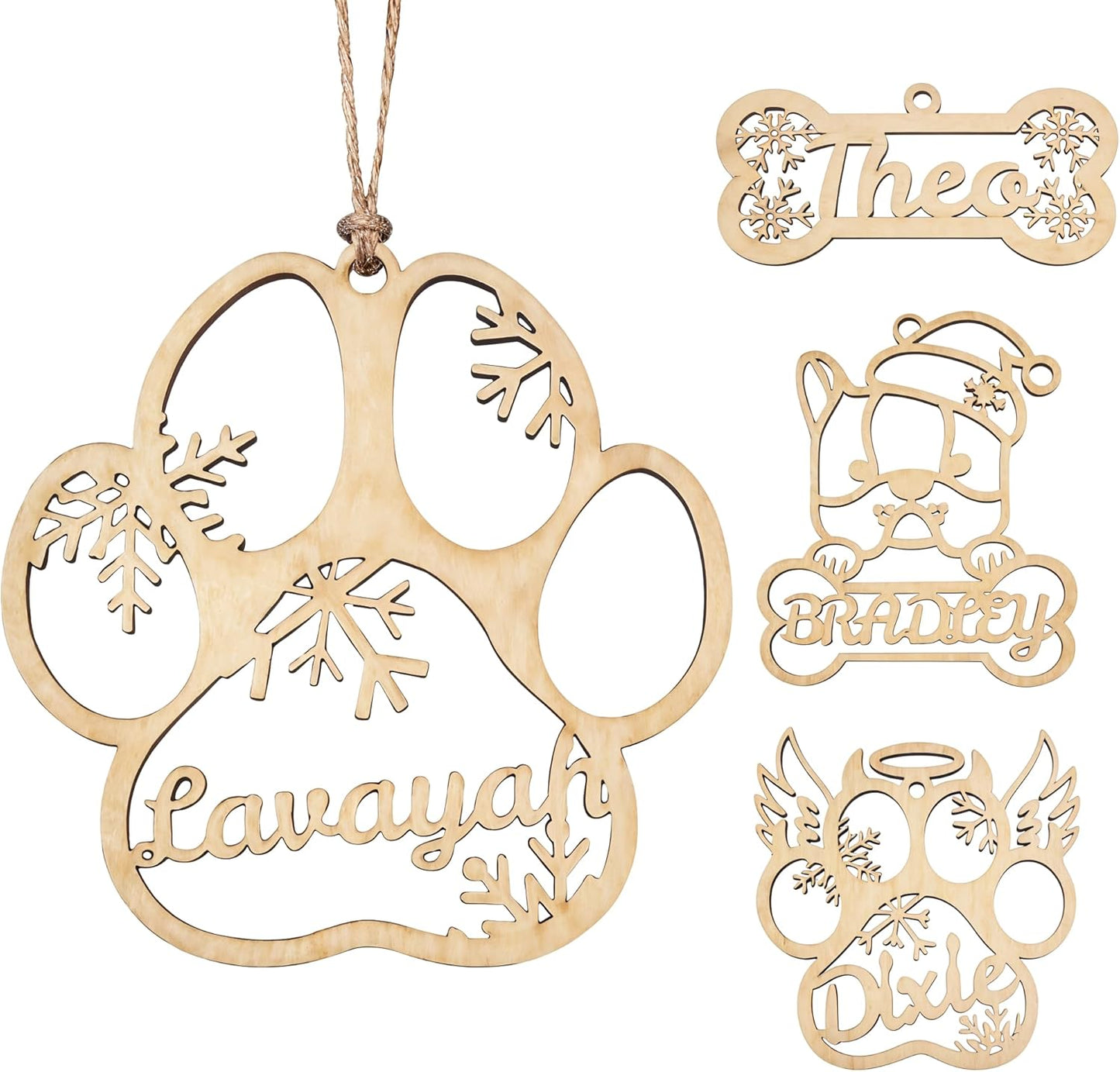 Personalized Christmas Ornaments 2025 with Names Custom Christmas Wooden Pet's Name Ornaments Personalized Dog Cat Paw Ornament