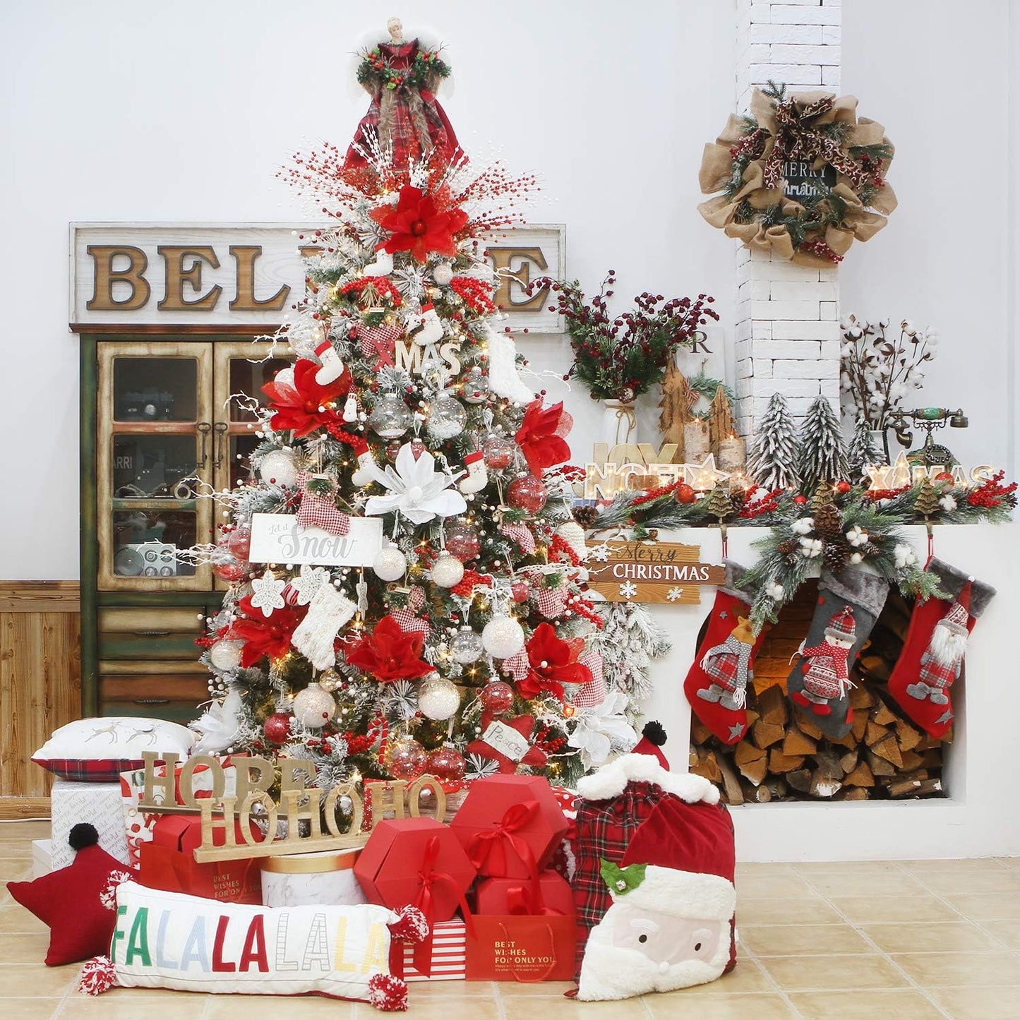 Sea Team Shatterproof Clear Plastic Christmas Ball Ornaments Decorative Xmas Balls Baubles Set with Stuffed Delicate Decorations (60mm/2.36 inch 30-Pack, Iridescent)