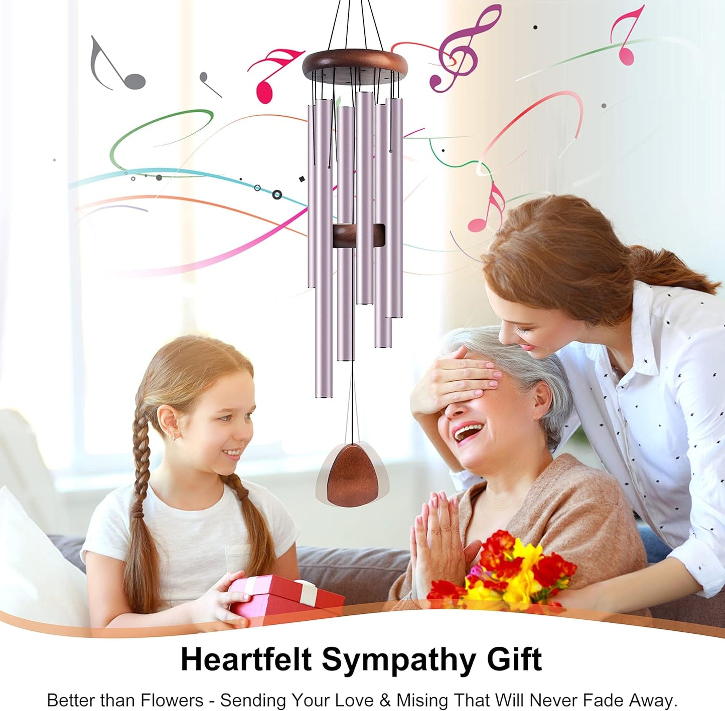 Large Aluminium Wind Chimes 37 Inches to Create a Zen Atmosphere Suitable for Outdoor, Garden, Patio Decoration. Classic Wind Chimes with Wind Catcher Suitable as A Gift for Unisex(Purple)