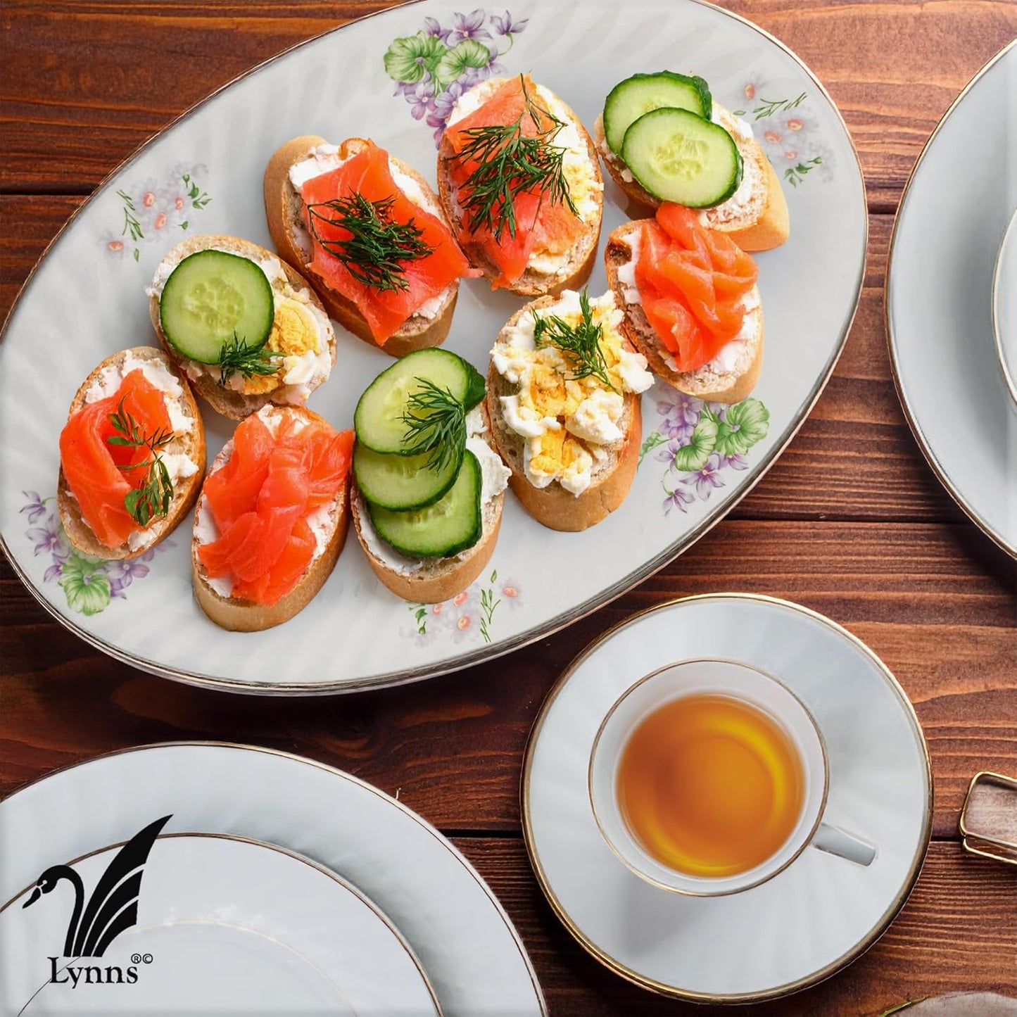 Lynns Paradise Marguerite 14-Inch Oval Platter, Set of 2, Purple; Heavy Duty; Chip Resistant; Lead and Cadmium Free; Freezer to Oven Safe up to 500°F