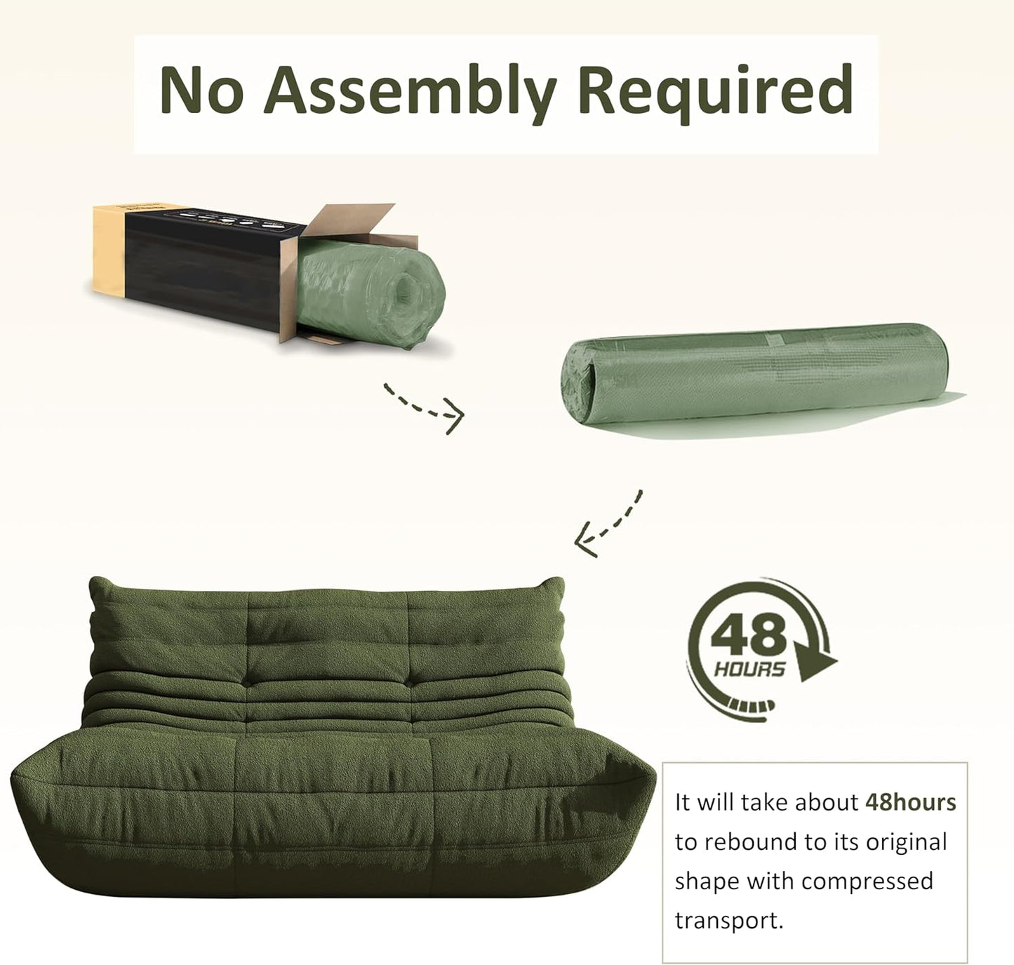 Bean Bag Chair, Oversized Loveseat Fireside Chair for Adults, 2 Seater with Memory Foam Filled, Lazy Sofa Lounge Floor Sofa for Living Room, Bedroom, Office, No Assembly Required. (Green)