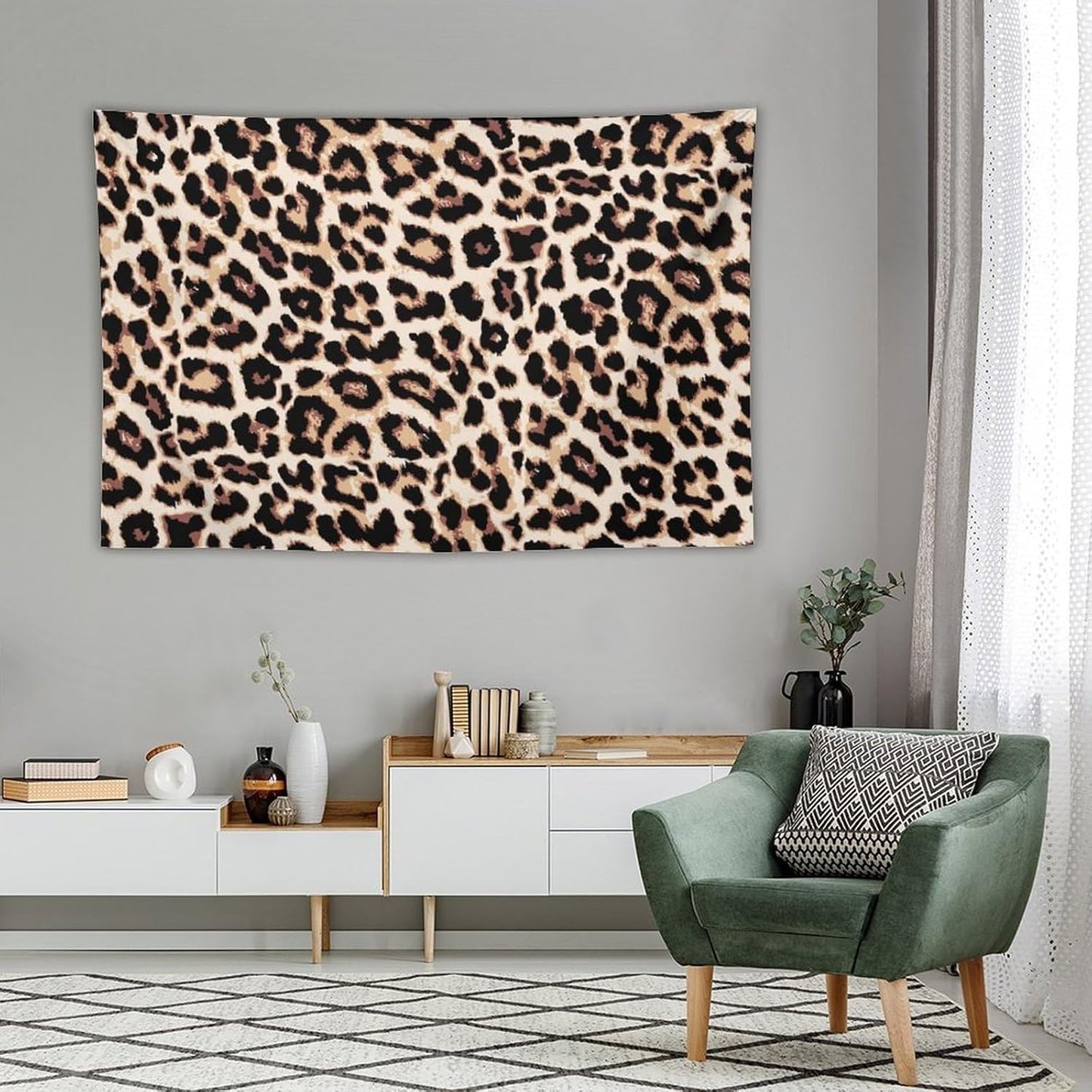 HZOHNAGO Leopard Print Tapestry Rustic Brown Leopard Wild Animal Printed Wall Tapestry Painting Wall Hanging for Bedroom Living Room Dorm 60" W x 40" H