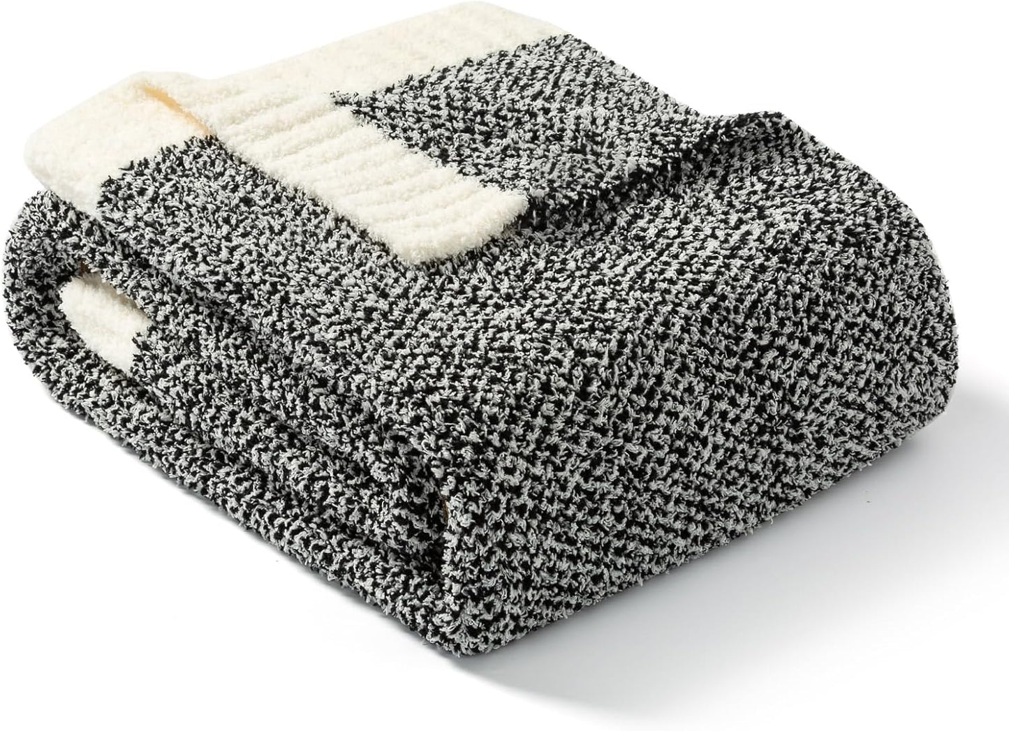 Snuggle Sac Soft Warm Bed Blanket Oversized Twin XL 66x90“, Super Soft Warm Blankets for Bed, Living Room, Luxurious Microfiber Blanket Dupes, Heather Black, 66x90 inches