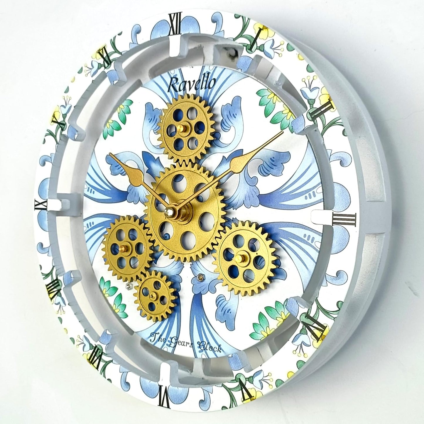 The Gears Clock Wall Clock Italy Collection with Moving Gears (Ravello, 10 inch Round)