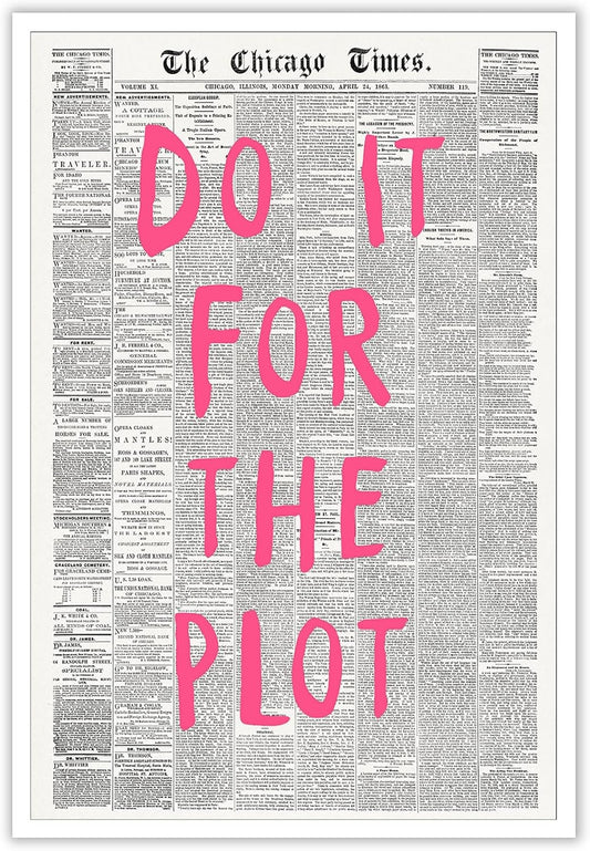 Liyark Retro Black And White Chicago Newspaper Poster Pink Trendy Preppy Apartment Art Motivational Affirmation Do It For The Plot Prints For Home Bedroom Living Room Wall Decor 24x36in Unframed