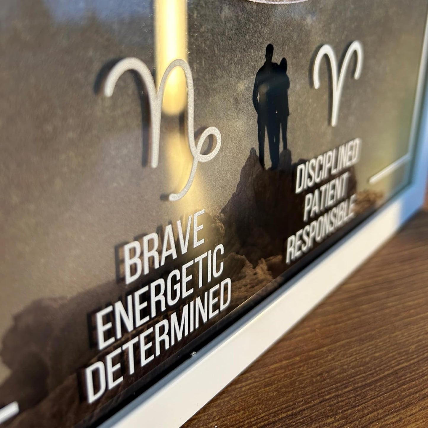 Personalized Unique Couples Zodiac Sign with Framed Glass, Custom Zodiac Gifts for Couples, Meaningful Gift for Anniversary, Engagement, or Wedding, Couples Zodiac Plaque