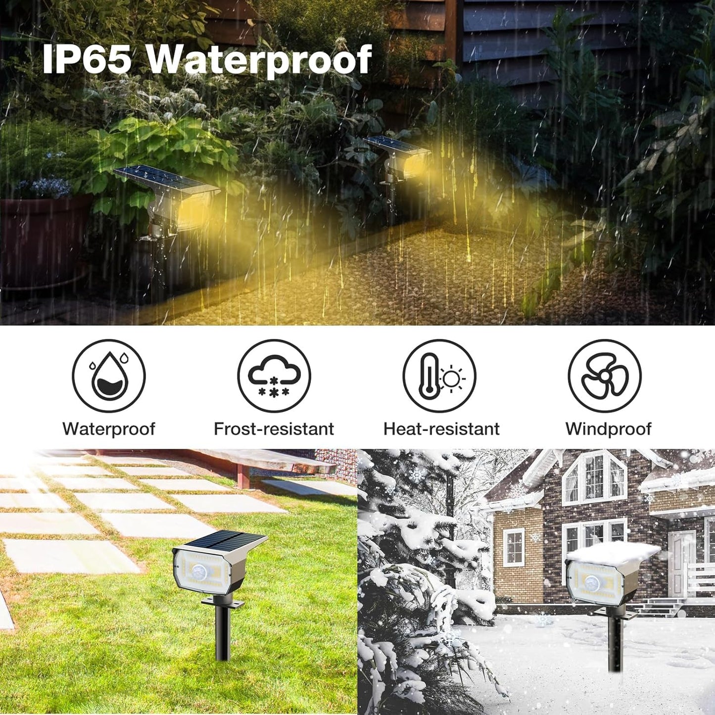 Solar Spot Lights Outdoor Motion Sensor with 3 Modes, [ 8 Pack/56 LED ] Solar Spotlights Outdoor Waterproof 2-in-1 Auto On/Off Landscape Lighting for Outside Yard Wall Garden Pathway, Warm White