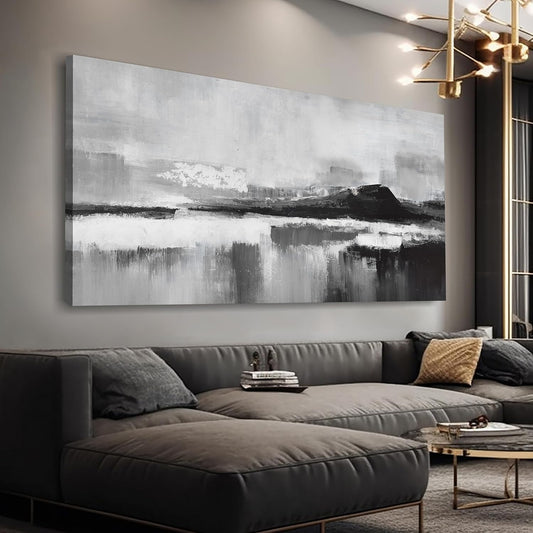 Modern Abstract Wall Art - Black & White Canvas Prints for Living Room, Bedroom, Kitchen & Office - 24x48