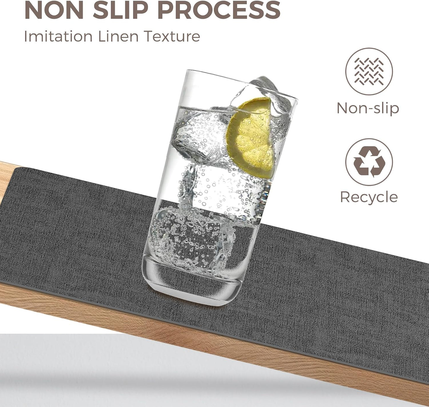 Vinyl Placemats Set of 4, Faux Leather Waterproof and Heat Resistant Place Mats, Washable Anti-Slip Table Mats with Coaster, Wipeable Placemats for Indoor & Outdoor 17" x 12" (Black, Set of 4)