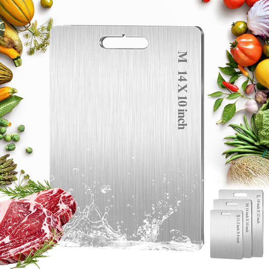 Titanium Cutting Board, 100% Pure Titanium Cutting Boards for Kitchen, Double Sided Food-Grade, Dishwasher Safe Chopping Board for Cutting Meat Vegetable Fruit (14"L x 10"W)