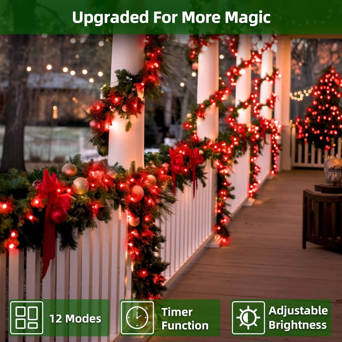 750 LED 240FT Christmas Lights Outdoor,12 Lighting Modes Christmas String Lights with Timer, Dimmable Plug in Red LED StringLights Waterproof for Yard Tree Wedding Party Holiday Red