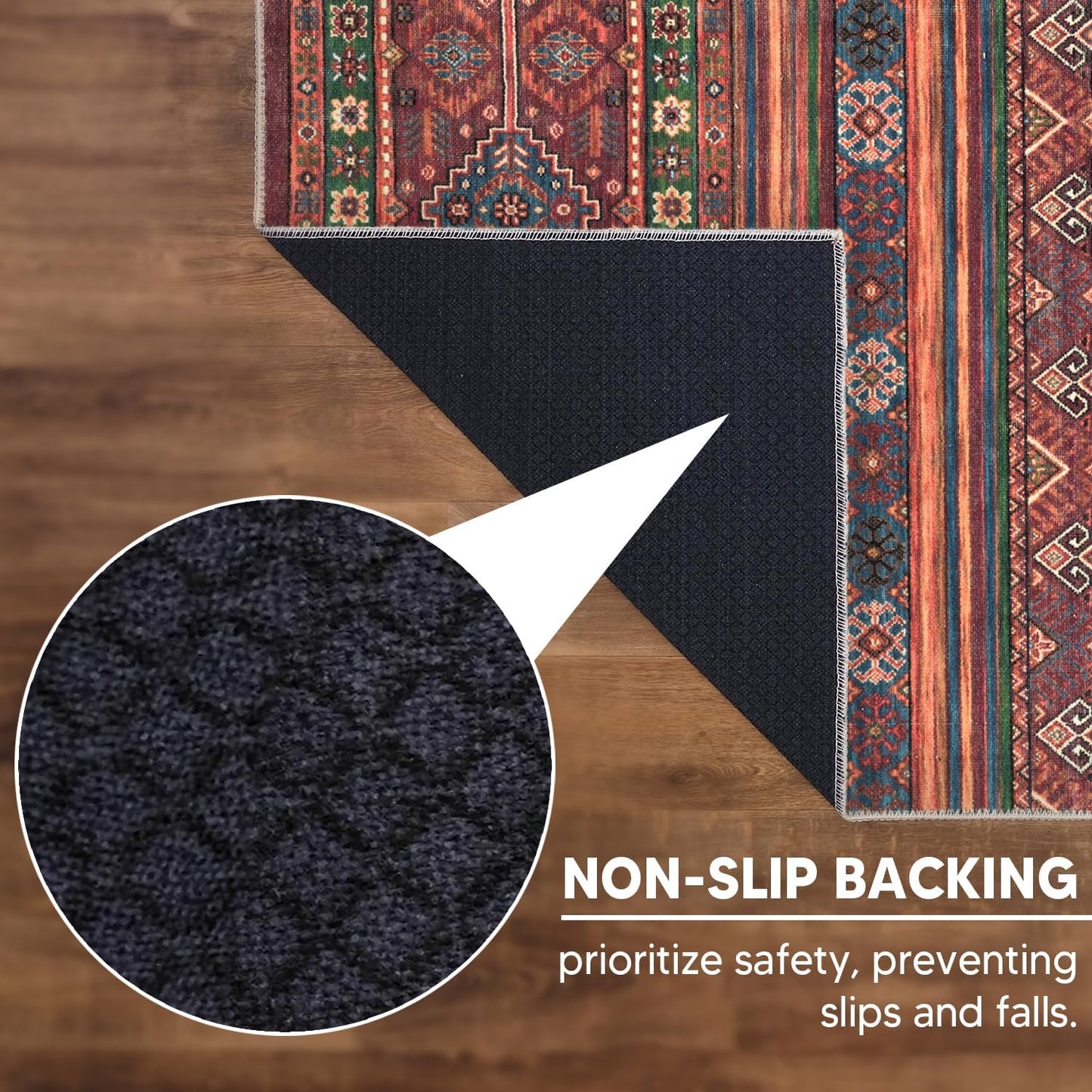 Keen Home Design 5x7 Rug - Machine Washable Area Rug with Non-Slip Backing, Ideal for Living Room, Dining Room, Bedroom - Vintage, Easy Clean, Durable, Low Pile Rug - (5' x 7')