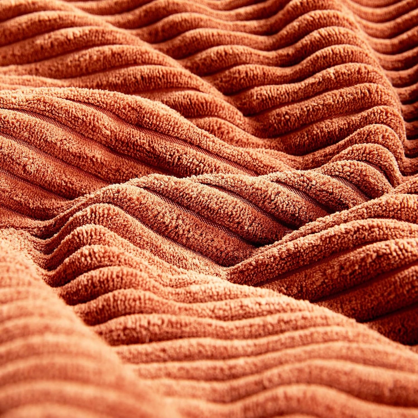 Fancy Homi Set of 2 Burnt Orange Decorative Throw Pillow Covers 28x28 Inch for Living Room Couch Bed, Boho Farmhouse Fall Home Decor, Soft Corss Corduroy Patchwork Textured Cushion Case 71x71 cm