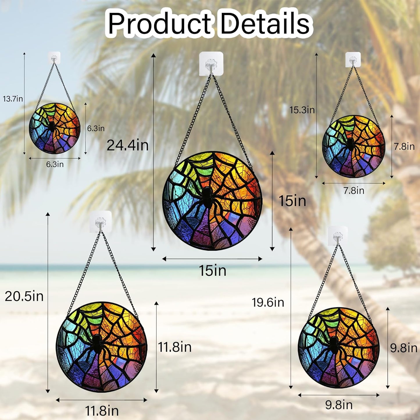 Stained Glass Suncatcher, Colorful Spider Sun Catcher Black Insect Stain Glass Window Hanging Decoration Mother's Day Birthday Gifts for Women Men Mom Nana 11.8 in