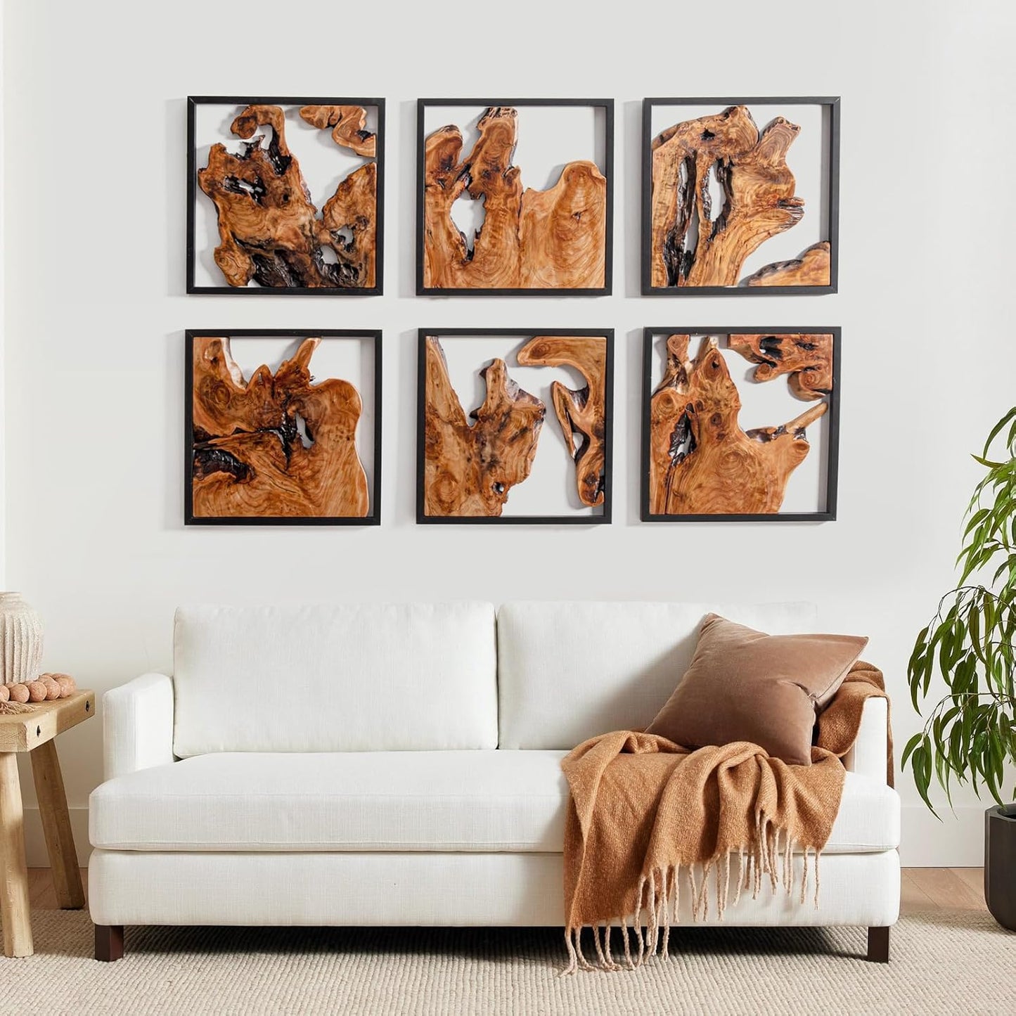 WELLAND 2 Pieces Rustic Cedar Wall Sculptures, Live Edge Wall Art Décor, Decorative centerpieces of wood for Living Room, Bedroom, Bathroom, Home Office, Dining Room,