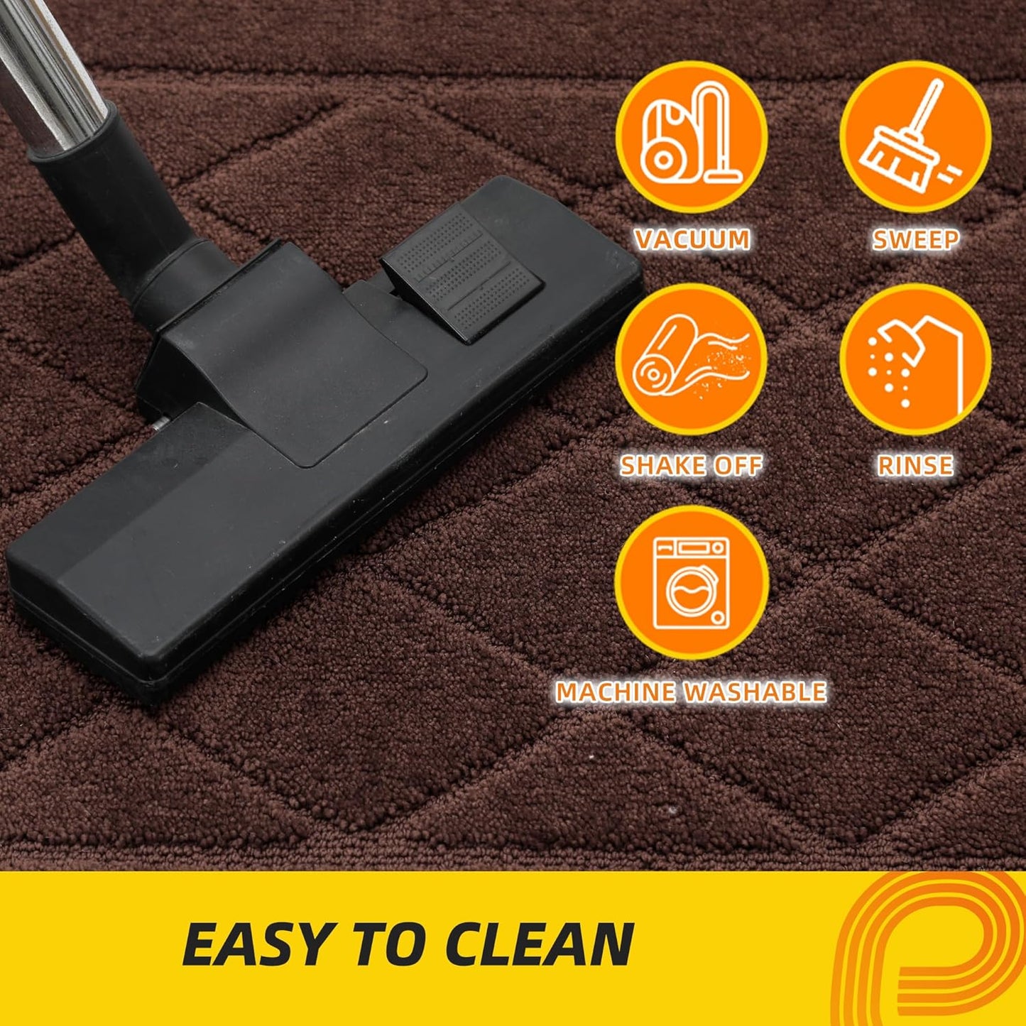 JSEI Dirt Trapper Door Mat 32"x48", Non-Slip Washable Entryway Mats, Dog Door Mat, Stain Resistant and Absorbent Floor Mats, Low Profile Welcome Mat for Front Back Door, Brown