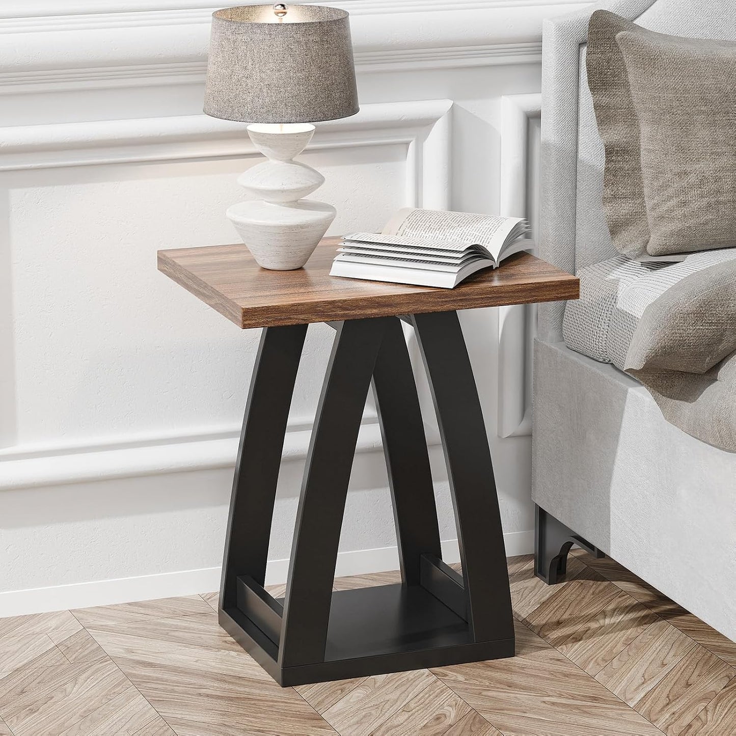 End Table Set of 2, Side Table, Nightstand, Sofa Side Table with Shelf, Modern End Table for Living Room, Bedroom