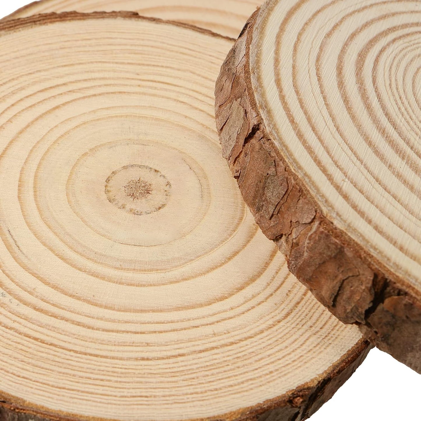 JOIKIT 8 PCS 6-7 Inches Natural Wood Slices, 3/4 Inch Thick Unfinished Wooden Circles with Bark, Round Log Discs Wood Rounds for Crafts, DIY Painting, Christmas Ornaments, Wedding Decorations