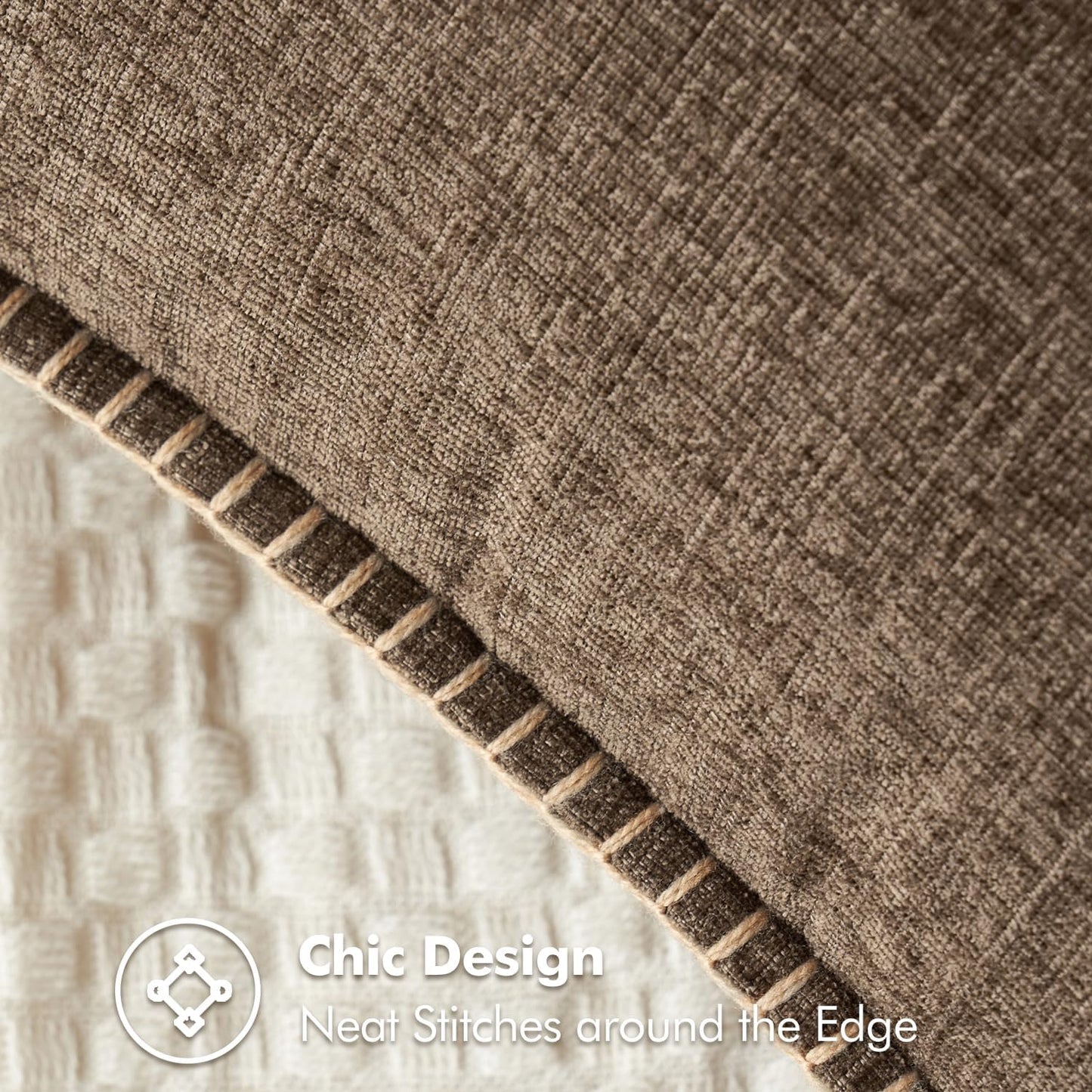 MIULEE Pack of 2 Couch Throw Pillow Covers 18x18 Inch Brown Farmhouse Decorative Pillow Covers with Stitched Edge Soft Chenille Solid Dyed Spring Pillow Covers for Sofa Bed Living Room
