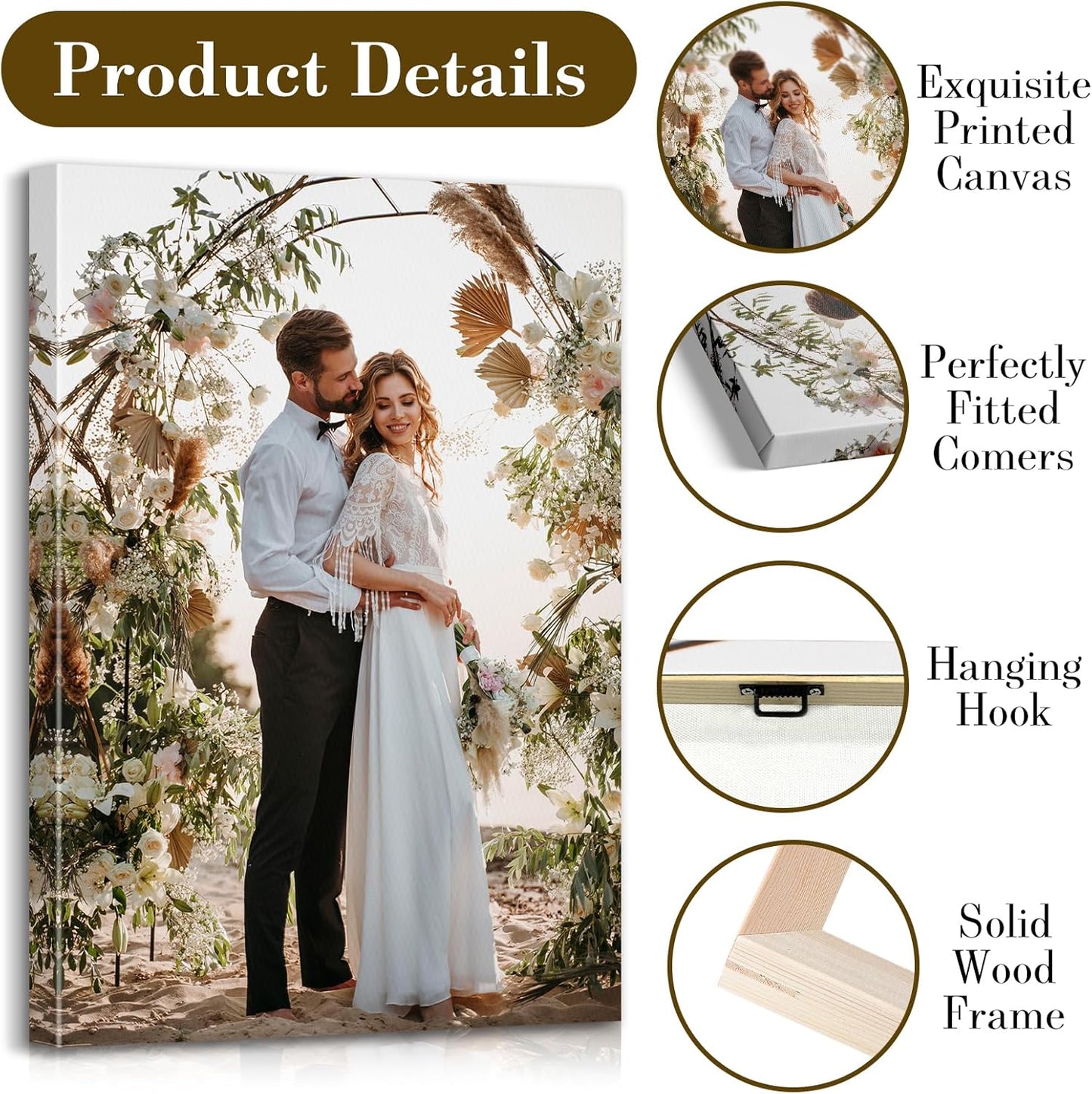 Custom Canvas Prints with Your Photos - Personalized Pictures Print, Customized Photo Gifts, Wall Art Poster Canvas Printing for Wedding, Family, Baby, Pets, Home Office Decor, Wrapped Frame 48x24