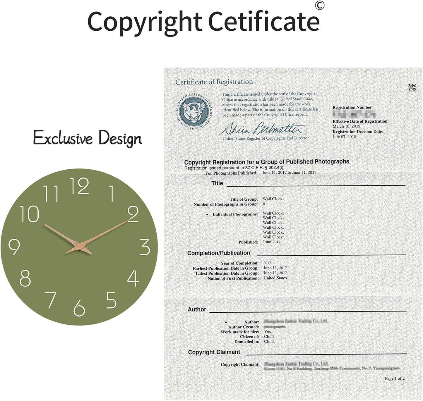 Mosewa Modern Wall Clock Silent Non-Ticking 14 Inch Olive Green Battery Operated Simple Minimalist for Living Room Office Bedrooms Kitchen Home Decor