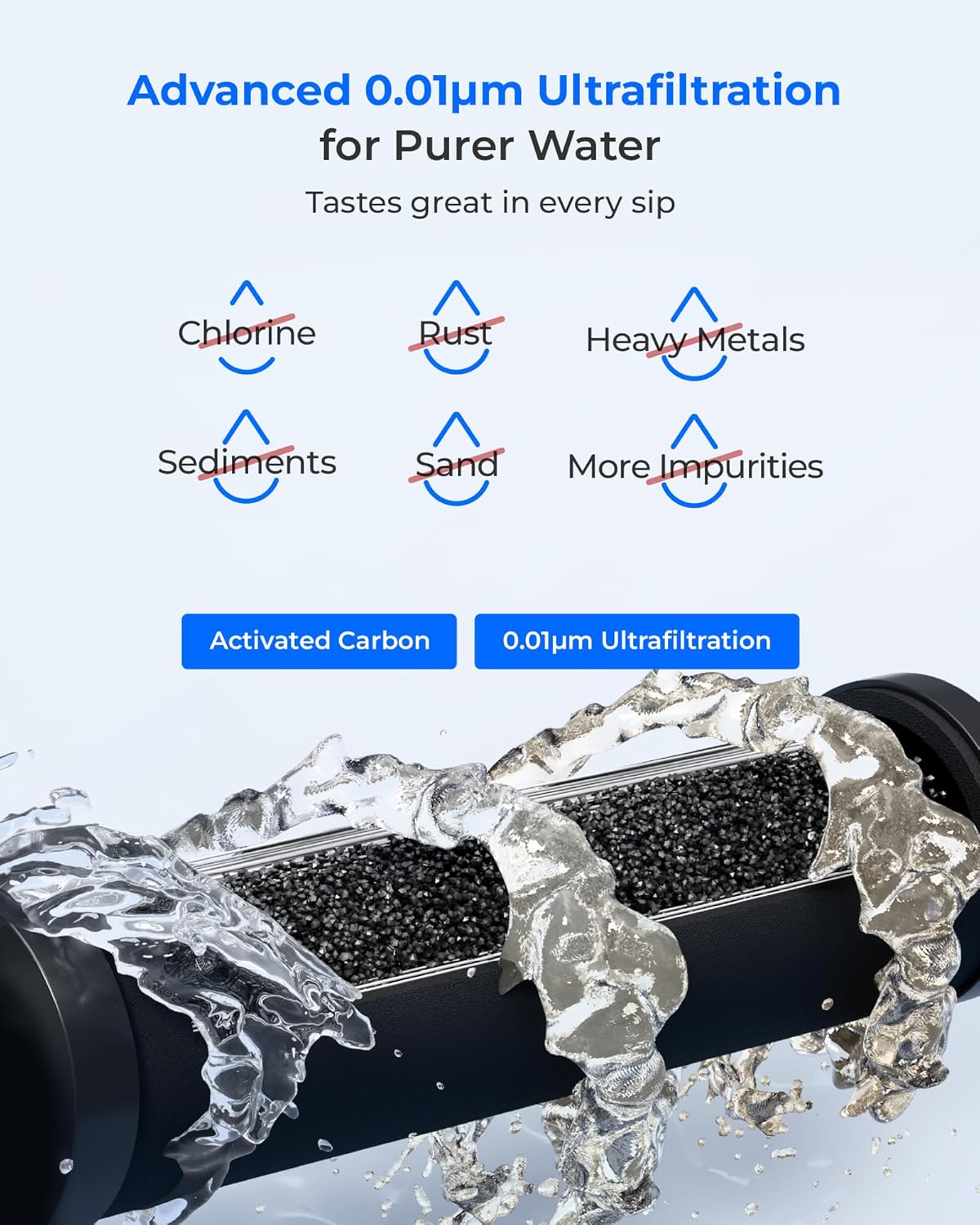 [New Upgraded Ultrafiltration] Waterdrop Black Water Filter, Replacement for Berkey® BB9-2® Black Purification Elements, Berkey® Gravity Water Filter System, 2 Pack