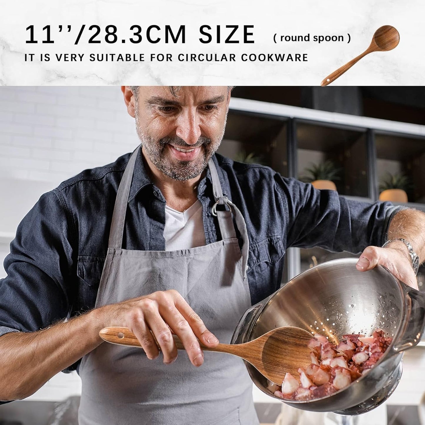 Wooden Spoons for Cooking, Nonstick Cooking Utensil Set with 6 Piece Acacia Wooden Spatulas and Spoons for Cooking, Terrific for Everyday Kitchen Tasks