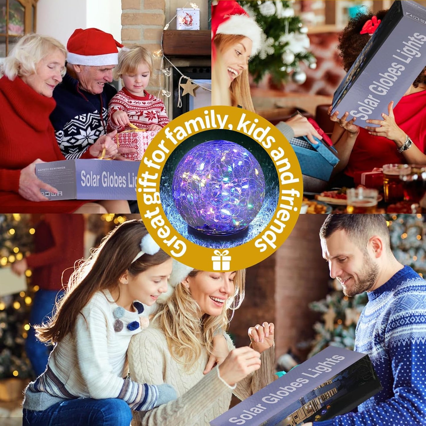 Solar Globe Lights Outdoor Waterproof-Solar Balls for Garden-Cracked Glass Ball Solar Lights Outdoor-Solar Orbs for Outside-Outdoor Decorations for Patio and Yard Lawn Backyard Decor