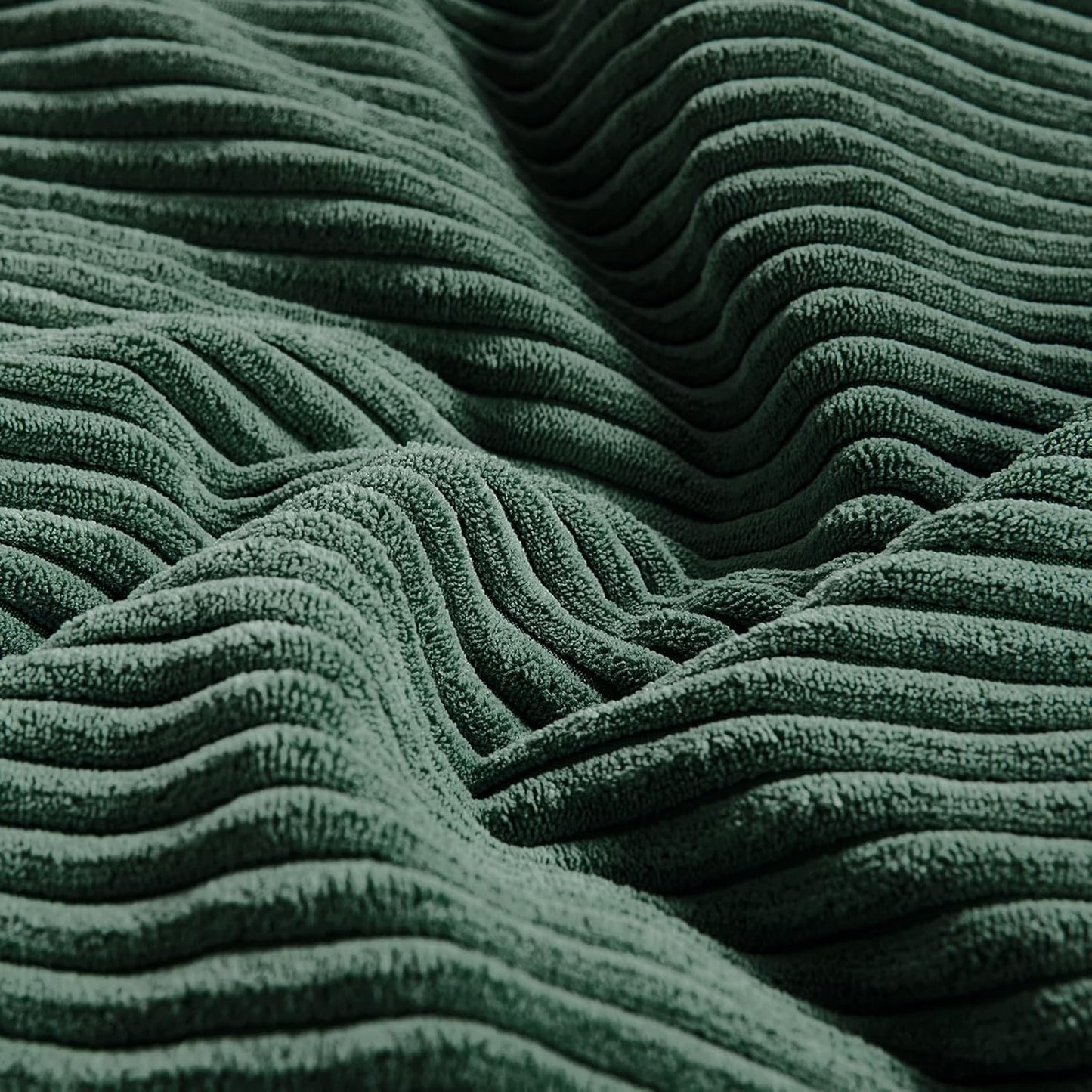 Fancy Homi Set of 2 Dark Green Decorative Throw Pillow Covers 26x26 Inch for Bedroom Couch Bed, Boho Farmhouse Forest Green Home Decor, Soft Corss Corduroy Patchwork Textured Cushion Case 66x66 cm